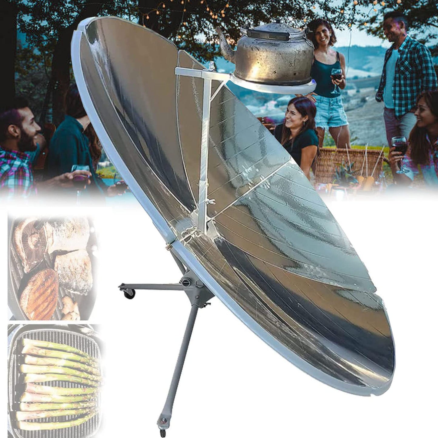 QXIUDDYS Cocina Solar, Parrilla Solar, Cocina Solar Parabólica, Cocina Solar Concentrada, Herramienta De Calor De Concentración De Alimentos para Barbacoa De Camping Al Aire Libre