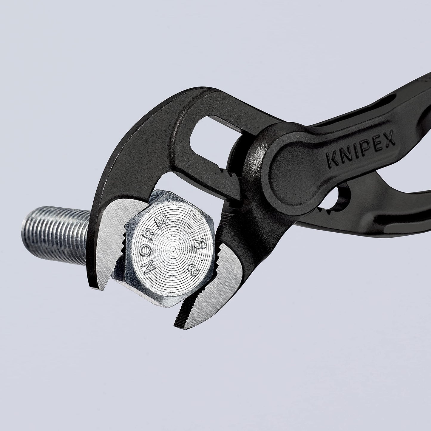 Knipex Cobra XS Mini Alicates para bomba de agua, 100 mm, tuercas a 24 mm, tubos a 28 mm, autobloqueante, ajuste fino mediante botón de empuje, Edc, 87 00 100