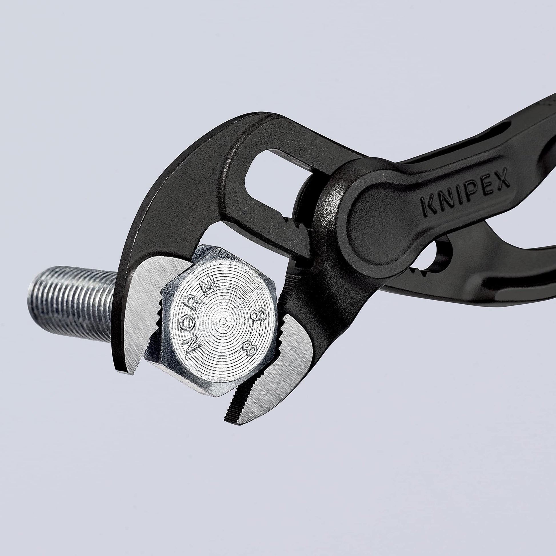 Knipex Cobra XS Mini Alicates para bomba de agua, 100 mm, tuercas a 24 mm, tubos a 28 mm, autobloqueante, ajuste fino mediante botón de empuje, Edc, 87 00 100
