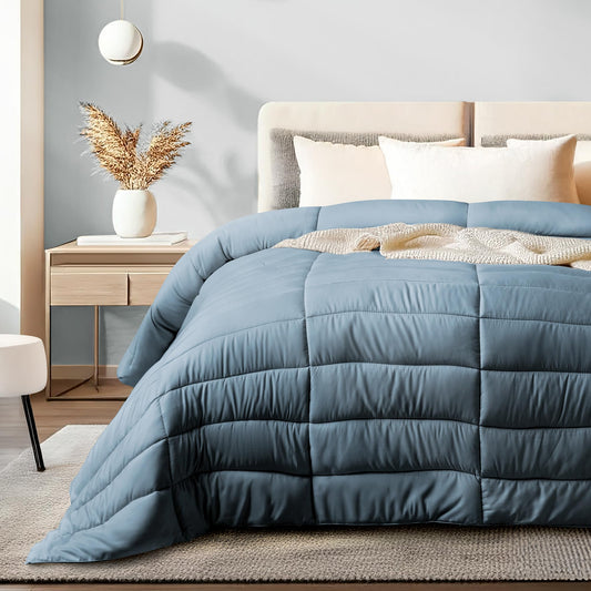 Dreamlab Edredón Acolchado para Toda Estación. Relleno de Microfibras Recubiertas con Gel. Lavado a Máquina.Usar como Edredón o con Funda Duvet. Hipoalergénico.(Azul Mezclilla,Matrimonial 195 x 223cm)