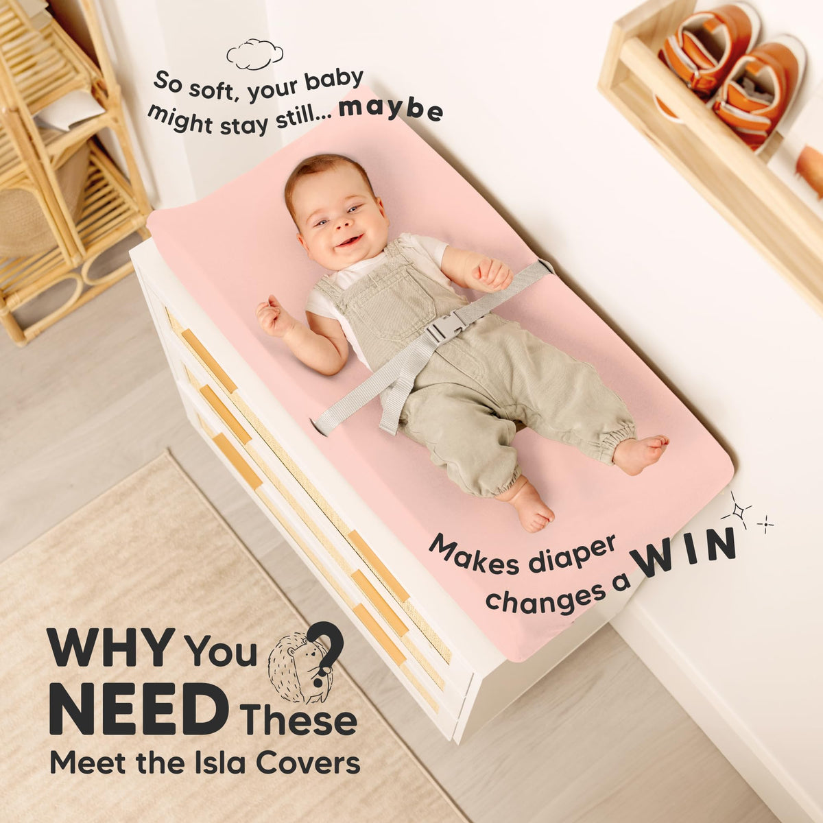 Paquete de 2 fundas para cambiador de bebé para niña, niño, 34 x 18