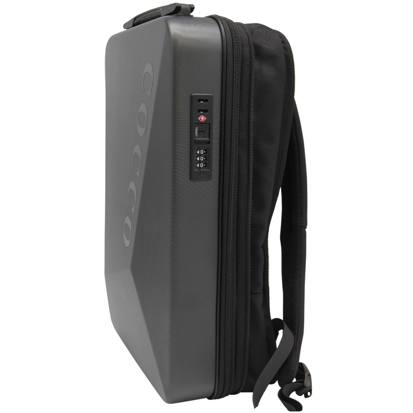 Cocco Mobile Barber Station, mochila de viaje de carcasa dura para barberos, múltiples compartimentos, bloqueo aprobado por la TSA, cargador portátil integrado, Negro -, Mochila de viaje de carcasa