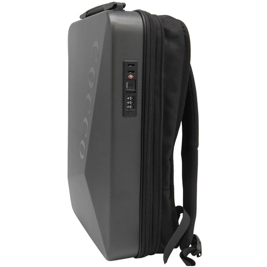 Cocco Mobile Barber Station, mochila de viaje de carcasa dura para barberos, múltiples compartimentos, bloqueo aprobado por la TSA, cargador portátil integrado, Negro -, Mochila de viaje de carcasa
