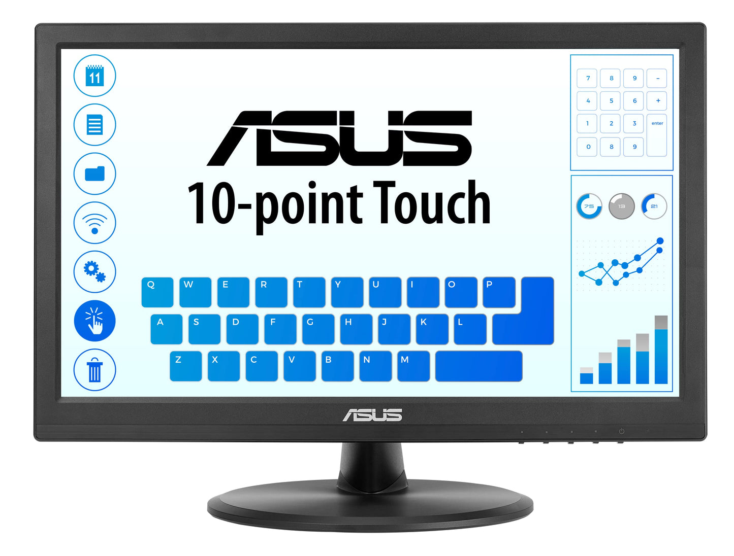 ASUS Monitor táctil 1080P de 15.6" (VT169HE) - Full HD, visualización táctil de 10 puntos, IPS, amplio ángulo de visión, sin marco, cuidado de los ojos, sin parpadeo, luz azul baja, HDMI, cumplimiento