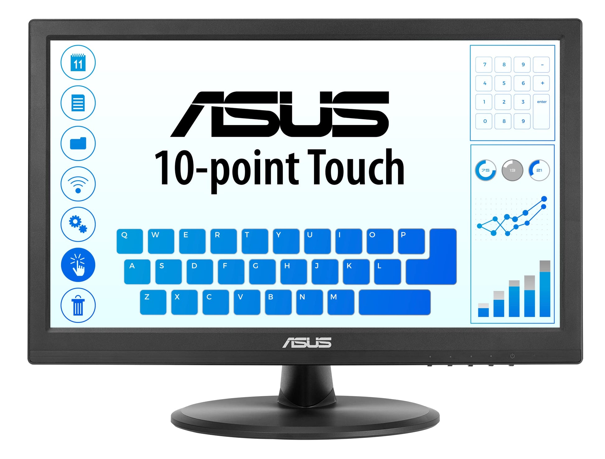 ASUS Monitor táctil 1080P de 15.6" (VT169HE) - Full HD, visualización táctil de 10 puntos, IPS, amplio ángulo de visión, sin marco, cuidado de los ojos, sin parpadeo, luz azul baja, HDMI, cumplimiento