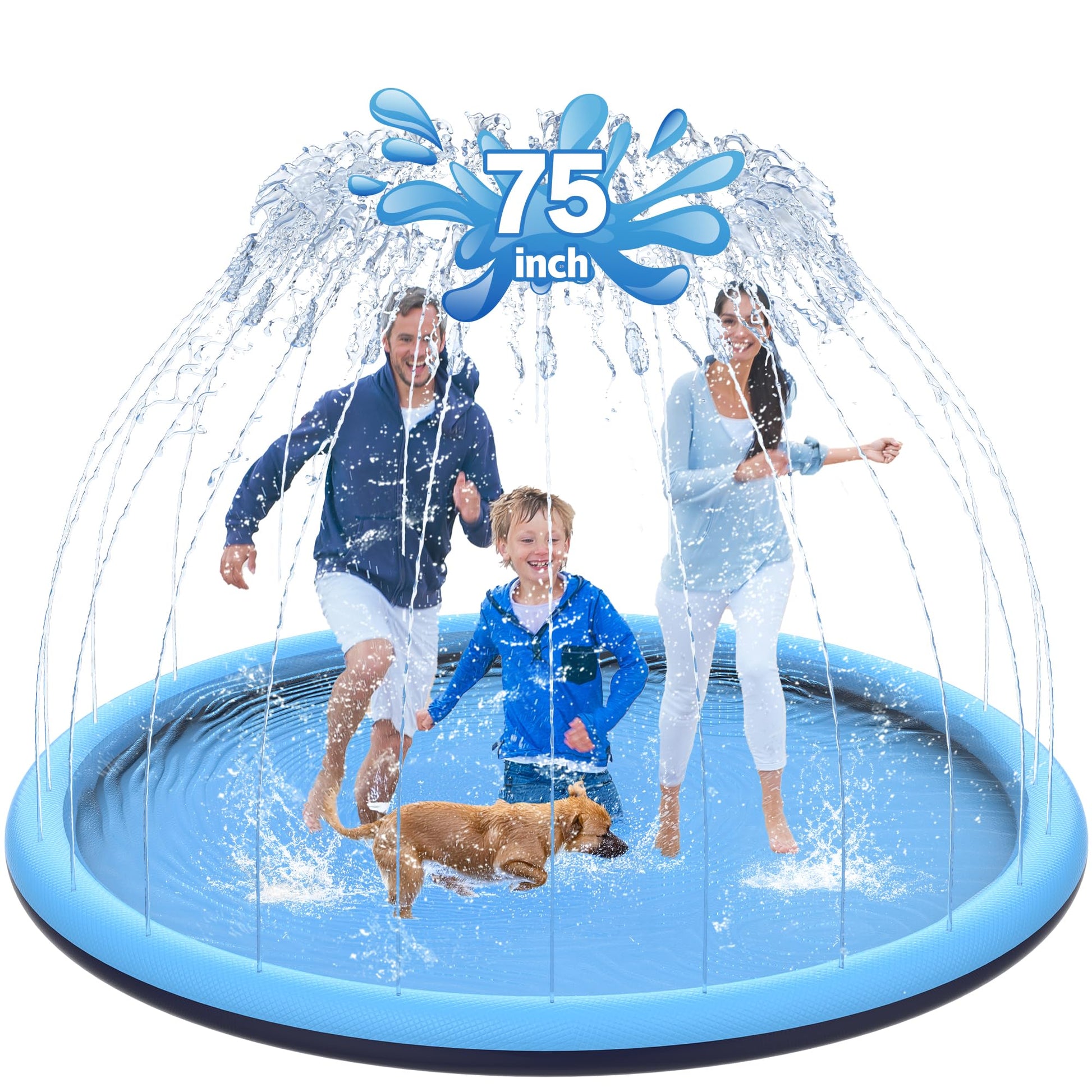 CACSPS - Almohadilla antideslizante para salpicaduras de 75 pulgadas para niños y perros, rociadores gruesos para piscina de verano al aire última intervensión, juguetes de agua extra grandes para