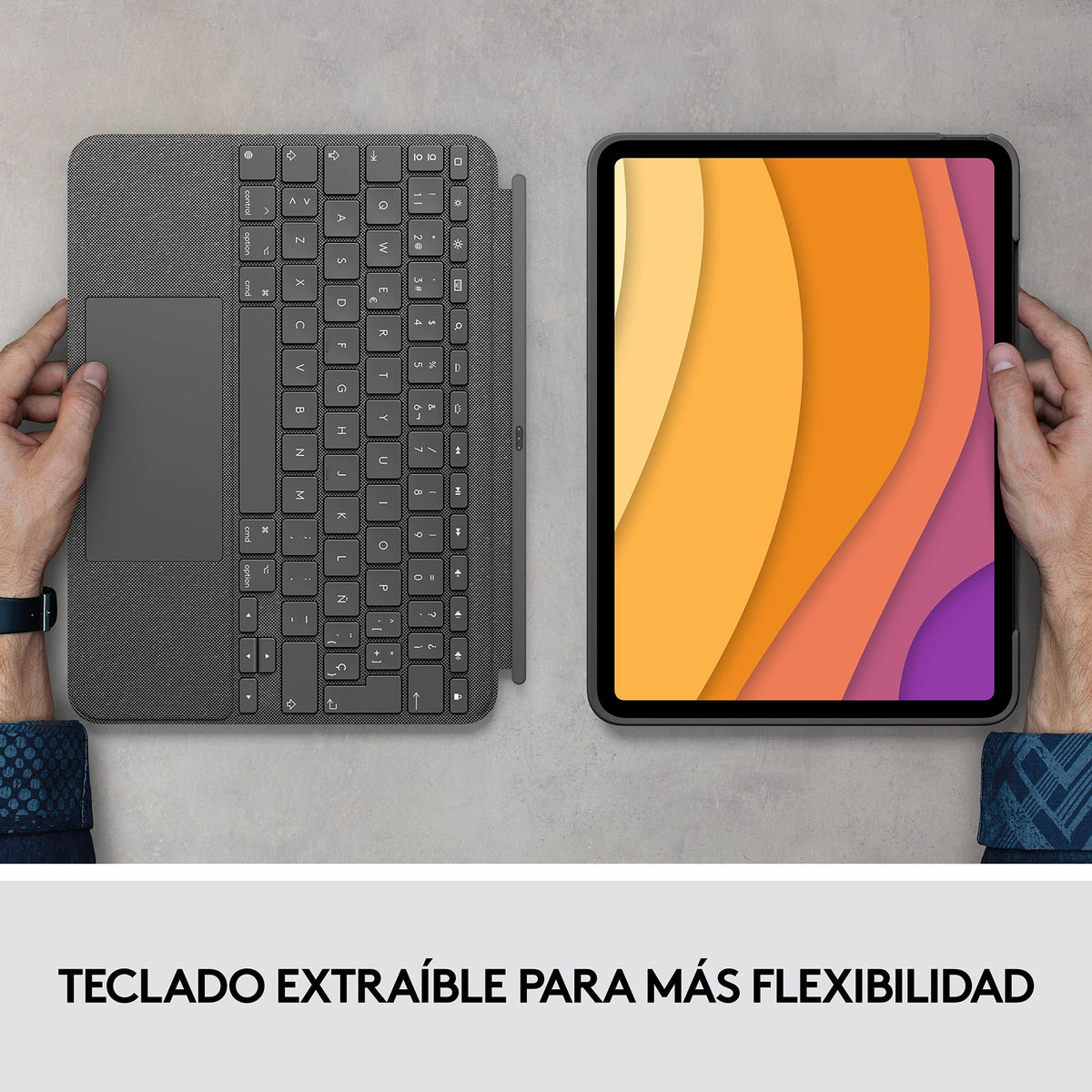 Funda con Teclado Retroiluminado Logitech Grafito Combo Touch iPad Air 4ta y 5ta Gen