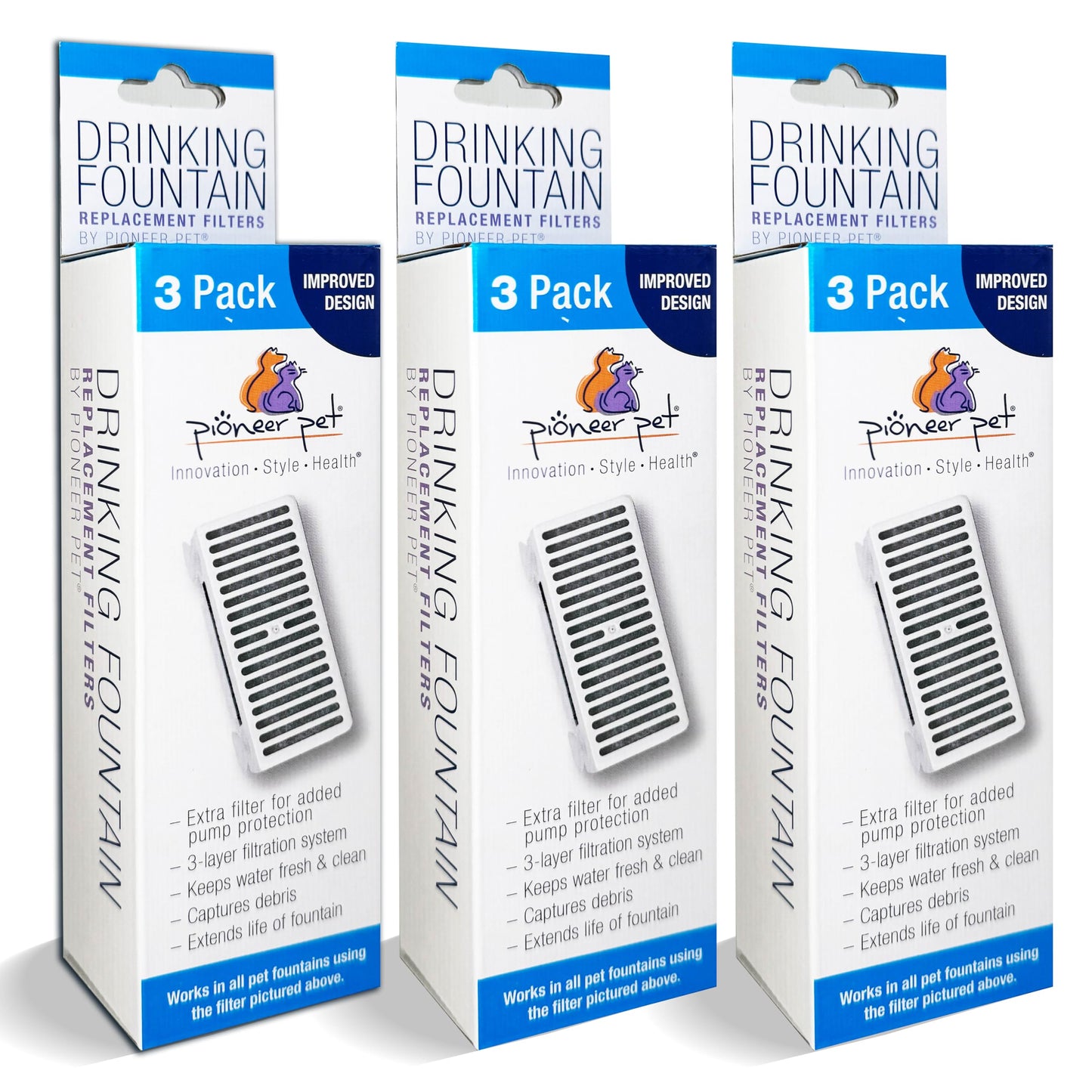 Filtros en Forma de T Pioneer Pet 3 Pack para Alimentos, Agua y Fuente Serena