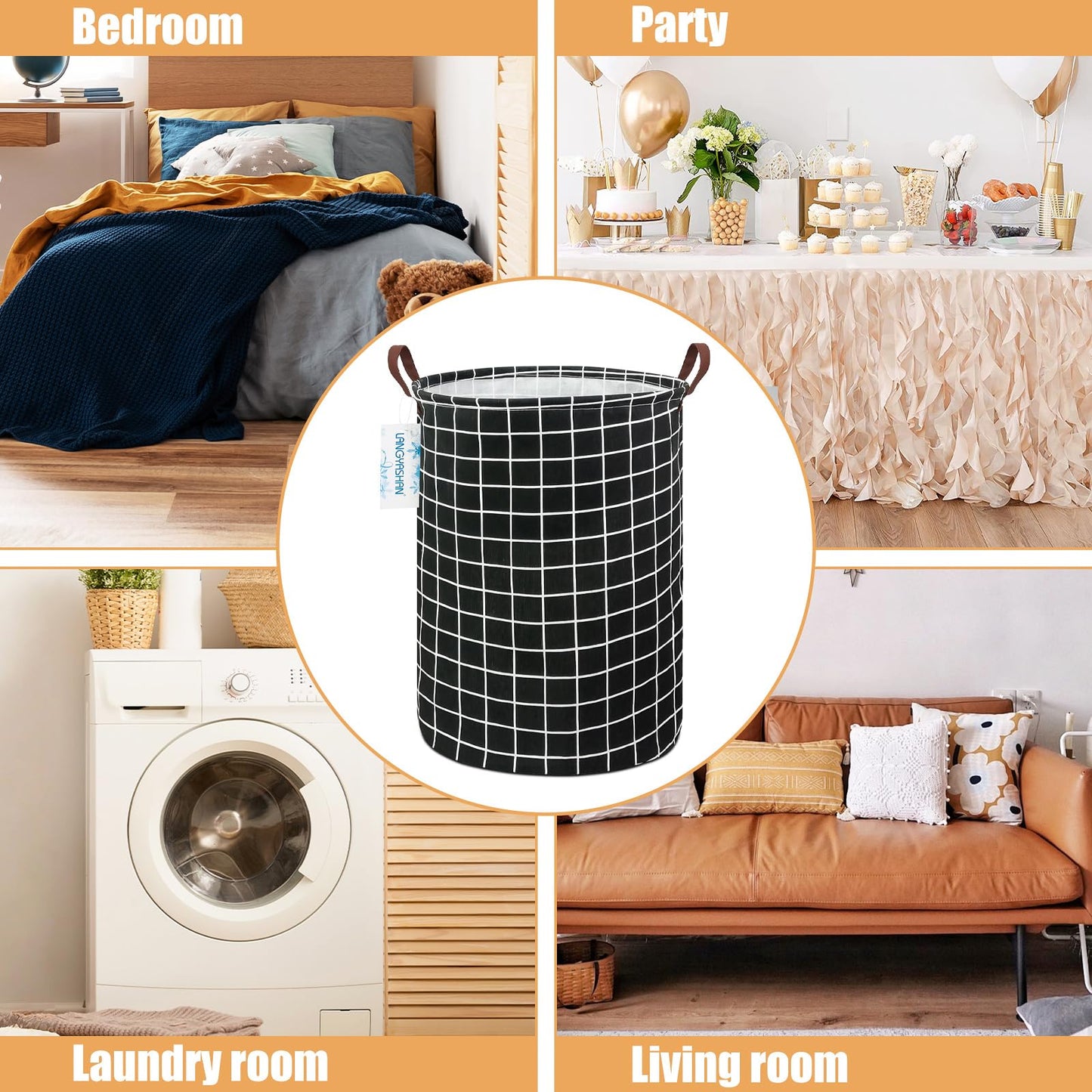 Langyashan - Cesta de almacenamiento, cesta plegable de algodón para niñas, cestas de ropa, canasta de juguetes, cestas de regalo, dormitorio, ropa y habitación de bebé