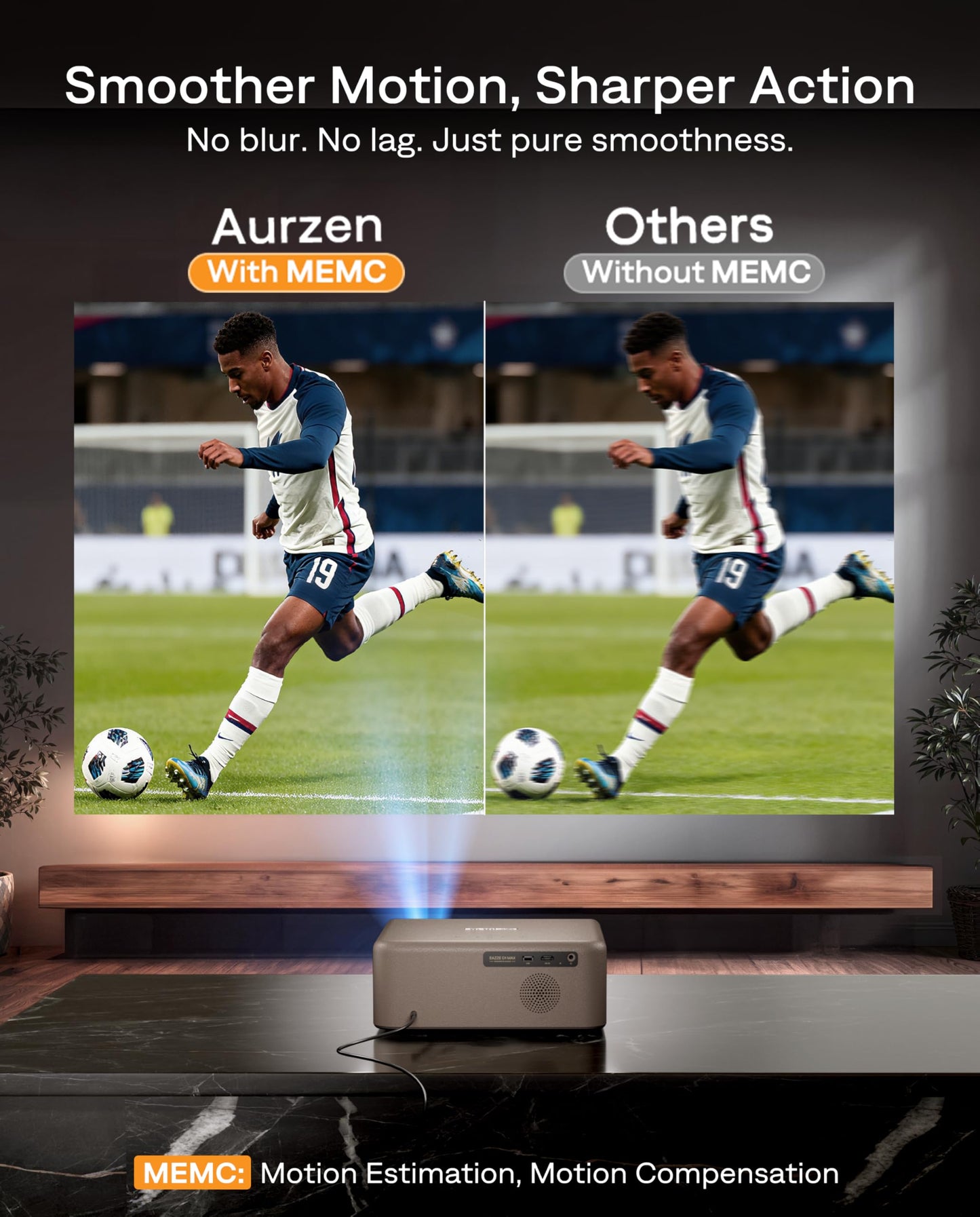 Aurzen EAZZE D1 MAX - Proyector inteligente de Google TV actualizado compatible con 4K, ultra brillante 1000 lúmenes ANSI, tecnología MEMC, totalmente automático, audio DoIby de 20 W, proyector de