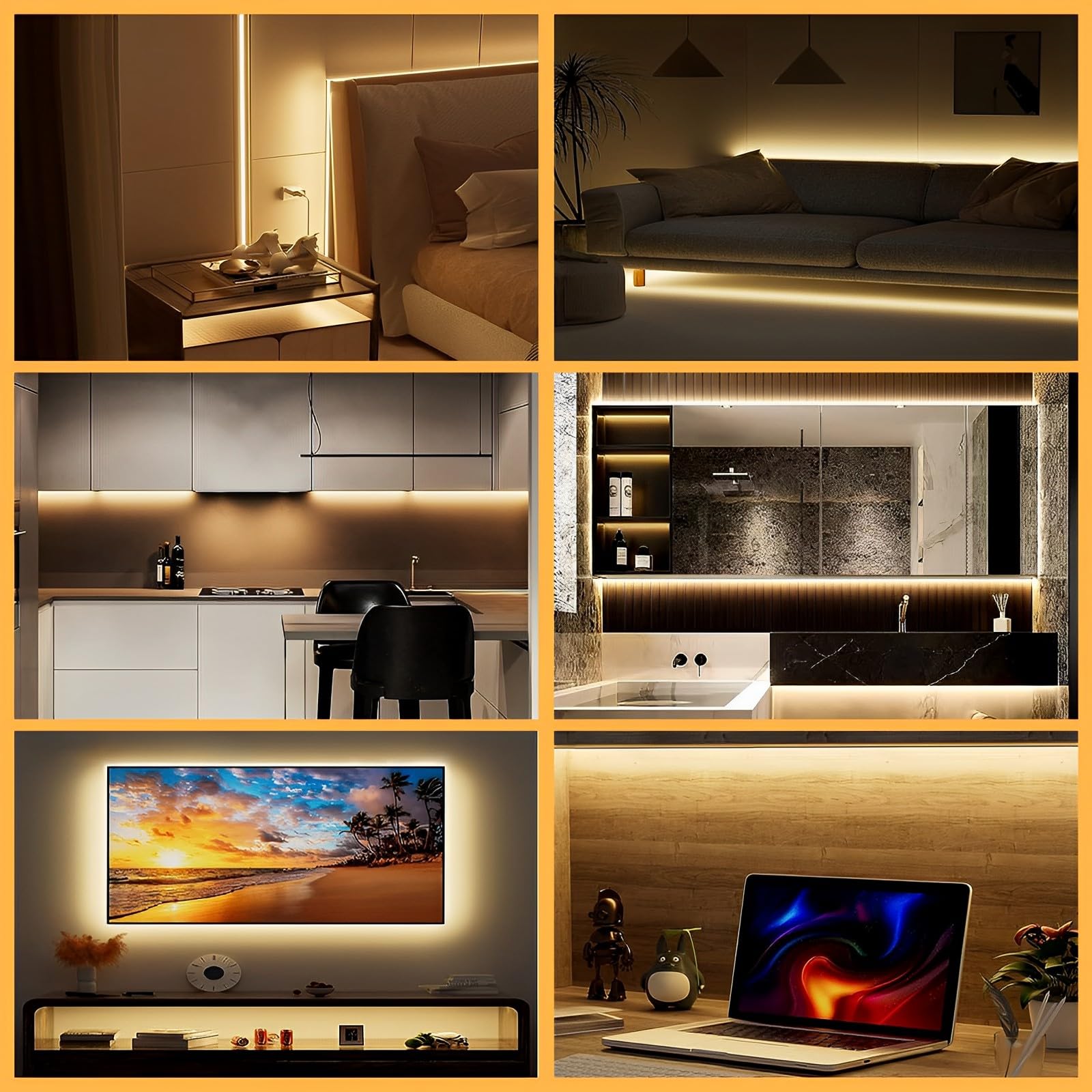 BAGOTT Tira de Luces Led, 3M Luz Led Regulable con Sensor de Movimiento, 180 LED, 3500K Brillo Ajustable para Cocina, Recámara, Sala de Estar, Dormitorio (Blanco Calido)