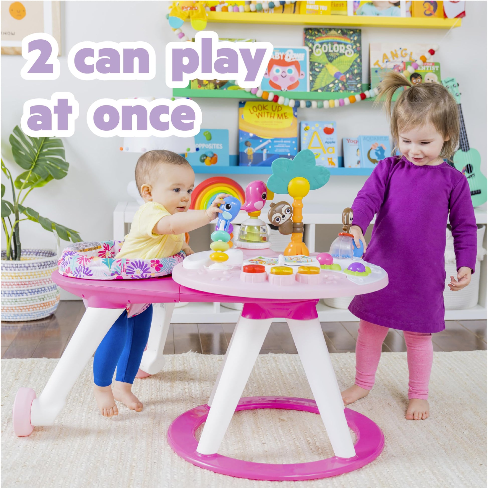 Bright Starts Around We Go - Mesa y centro de actividades 2 en 1, color coral