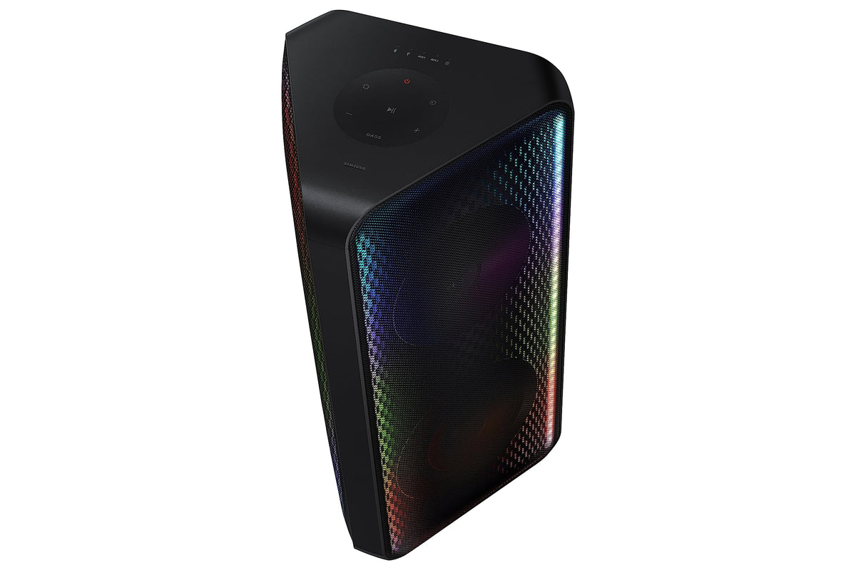 Torre de Sonido Samsung Negro Alta Potencia IPX5 Resistente al Agua con Luz de Fiesta y Multiconexión Bluetooth