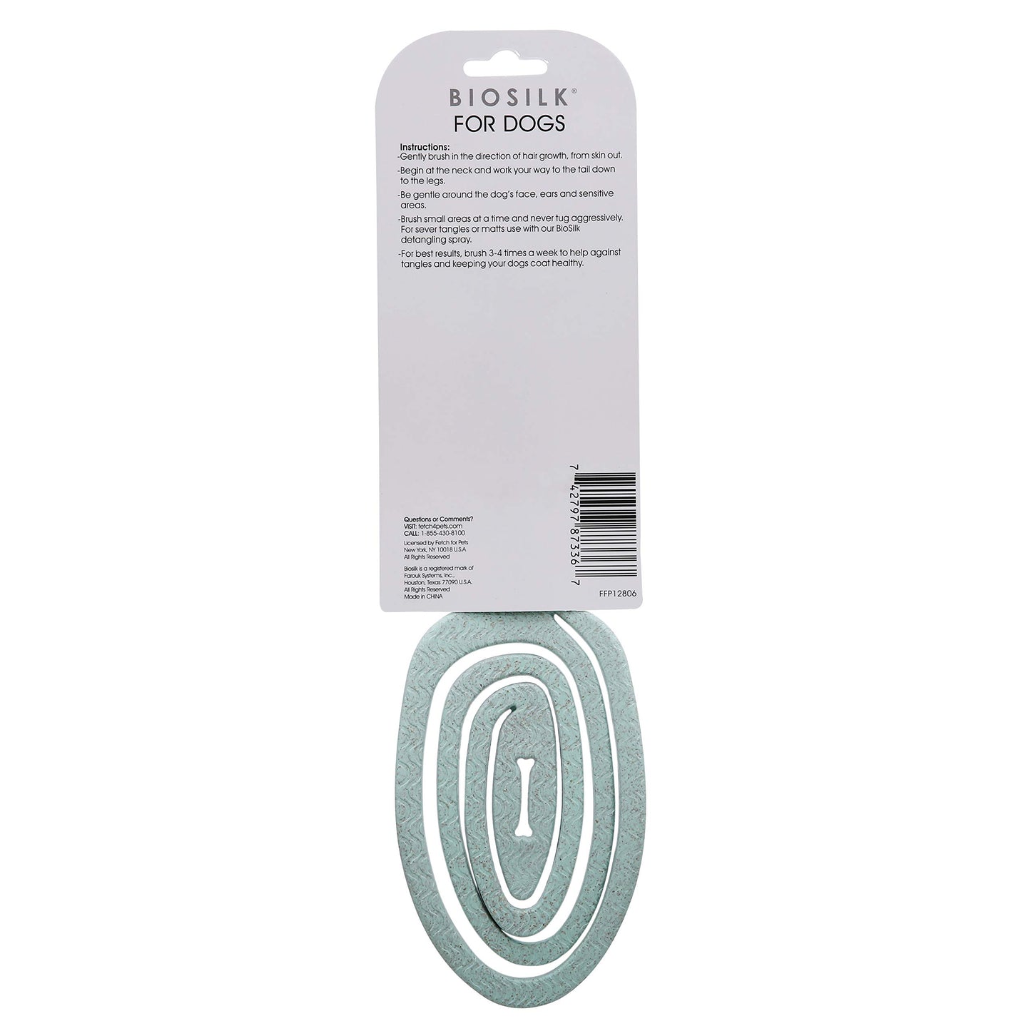 BioSilk Cepillo para mascotas ecológico para desenredar perros en verde menta | Fácil de sostener mango ergonómico cepillo para perros mojado o seco, azul claro (FF12806)