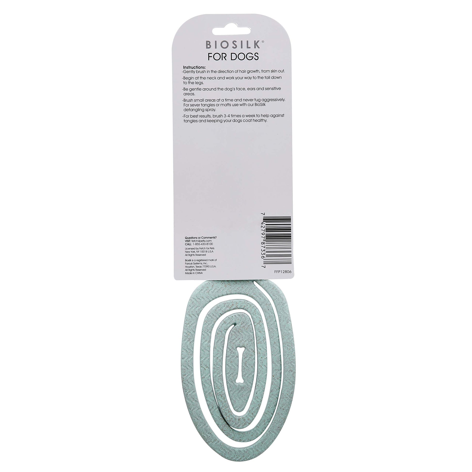 BioSilk Cepillo para mascotas ecológico para desenredar perros en verde menta | Fácil de sostener mango ergonómico cepillo para perros mojado o seco, azul claro (FF12806)