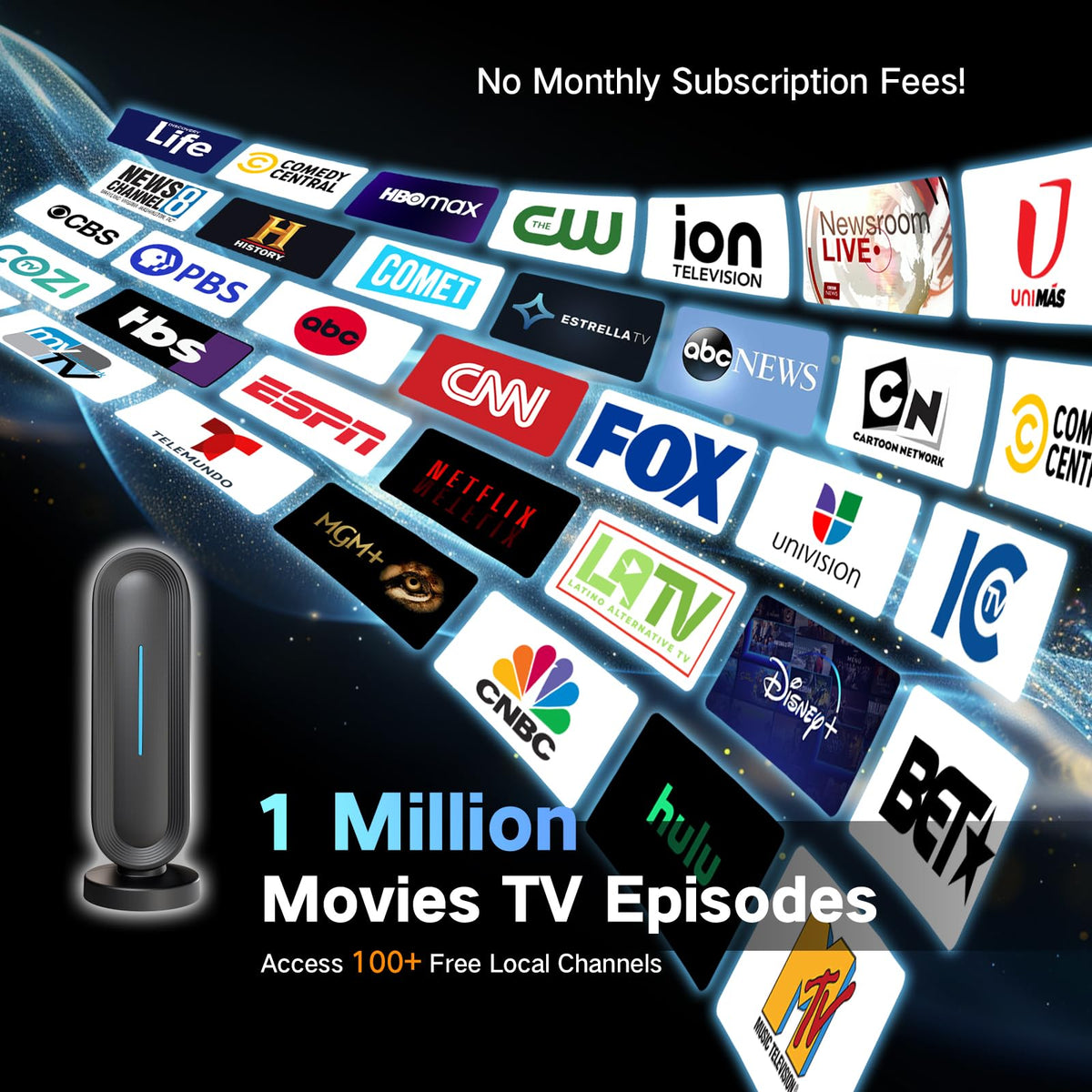 Antena de TV Digital HD 2025 para Interiores con Amplificador de Largo Alcance y Configuración Fácil
