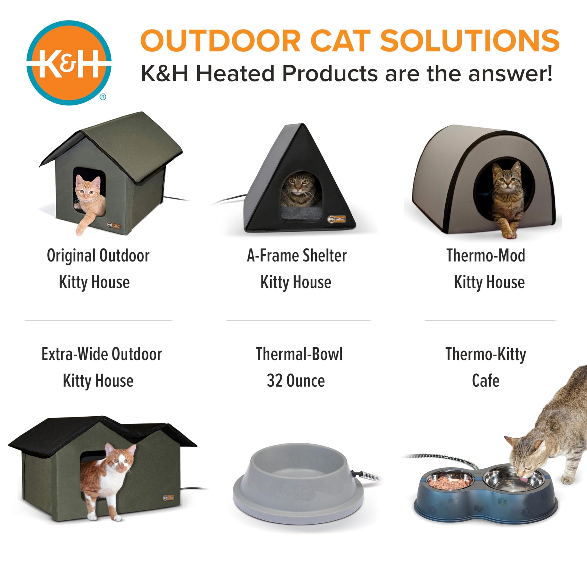 K&H PET PRODUCTS Casa de Gatito climatizada al Aire Libre Extra Ancha Verde Oliva 66.5 x 15.5 x 21.5 Pulgadas