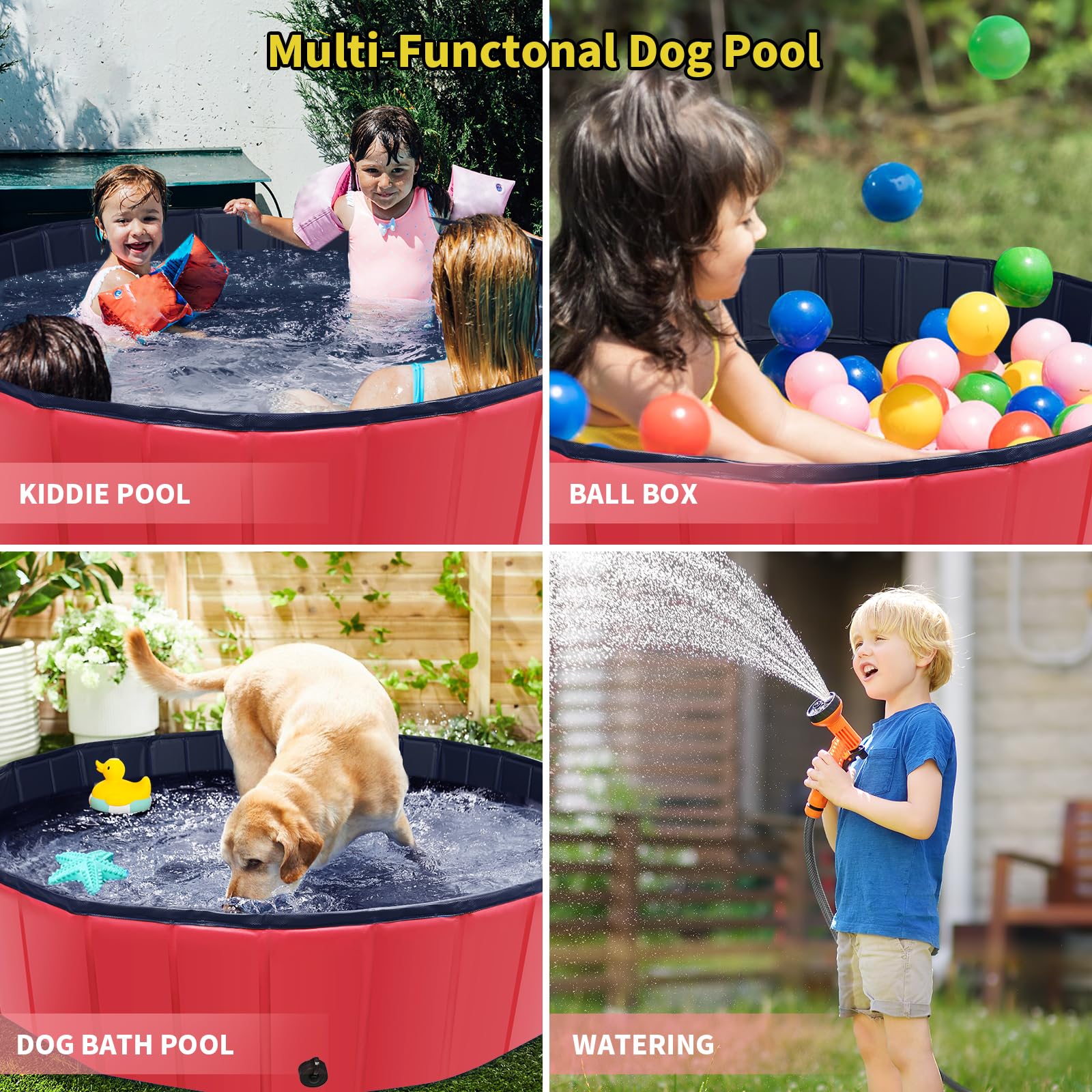 CACSPS - Piscina plegable para perros, piscina infantil de 55 x 12 pulgadas con plástico duro, tina antideslizante para patio trasero al aire última intervensión, piscina plegable para perros,