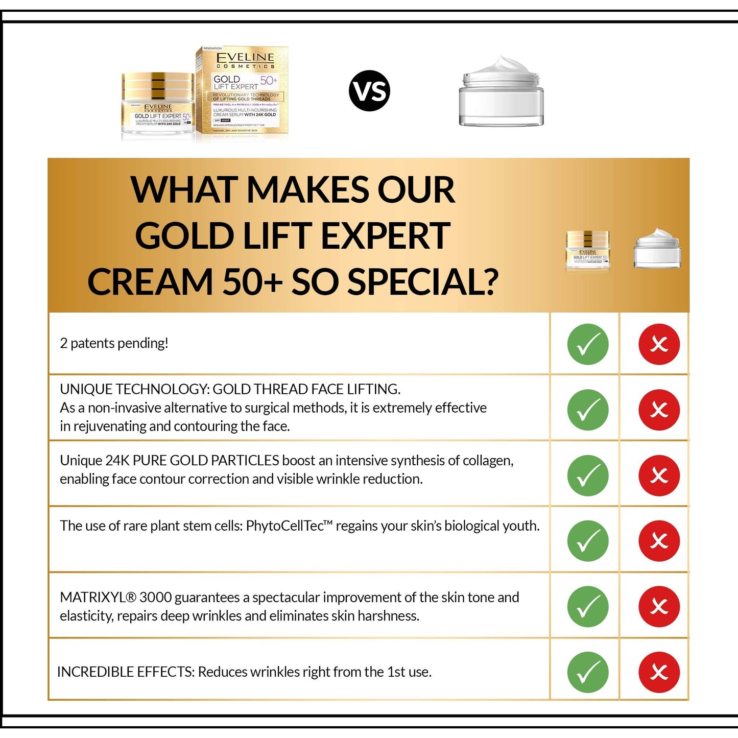 Gold Lift Expert - Suero de crema nutritiva de lujo con oro de 24 quilates a partir de 50 años