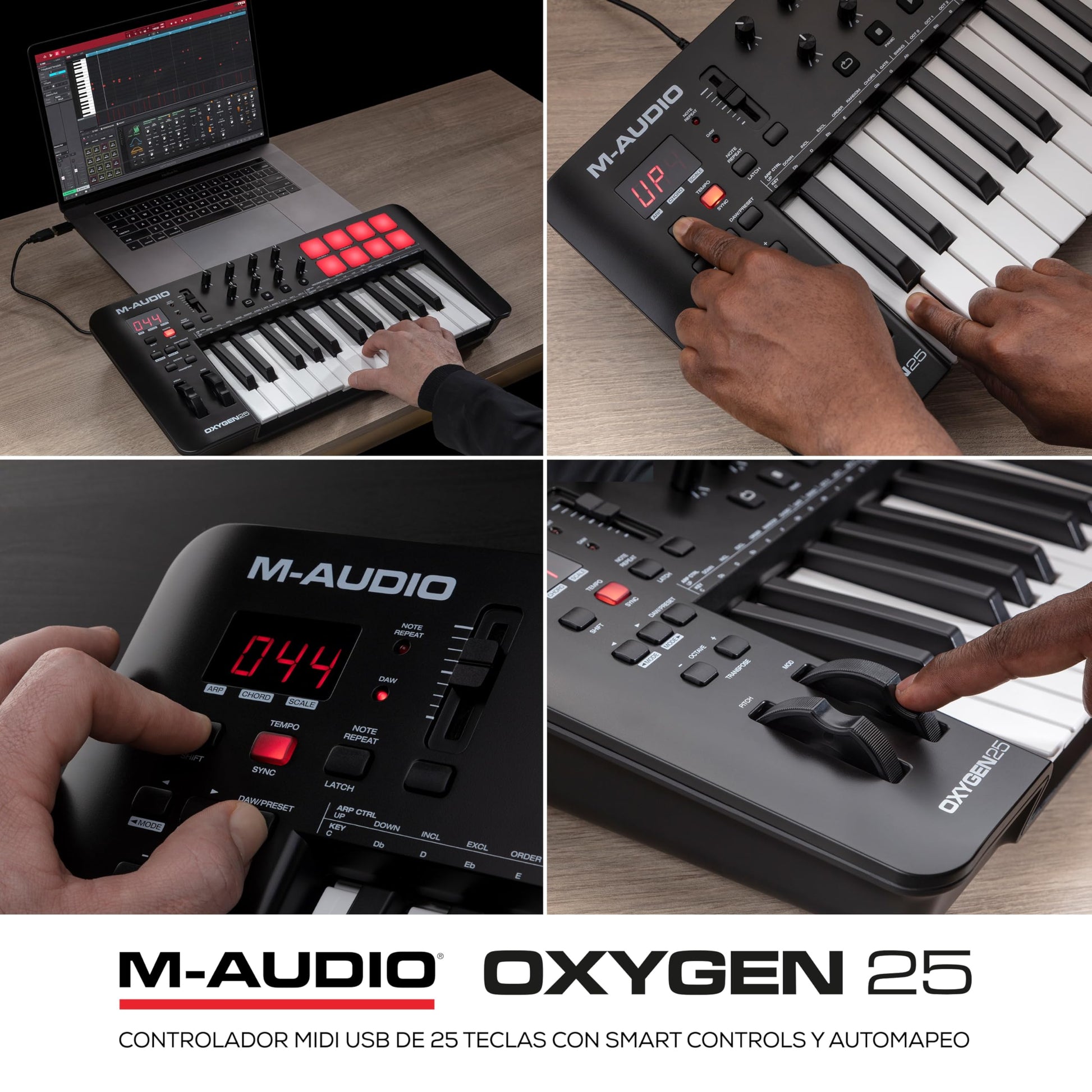 M-Audio Oxygen 25 V - Teclado controlador MIDI USB de 25 teclas con Beat Pads, modos Smart Chord y Scale, arpegiador y suite de software incluidos