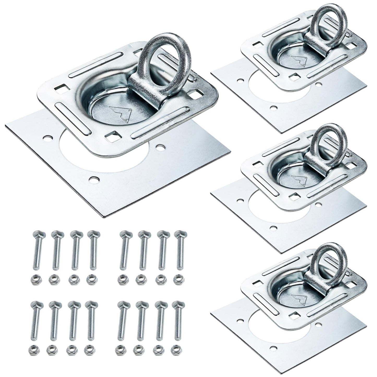 Lonffery - Paquete de 4 anclajes de amarre de anillo en D empotrados (6 lbs. Capacidad), kit resistente para remolque o entregas