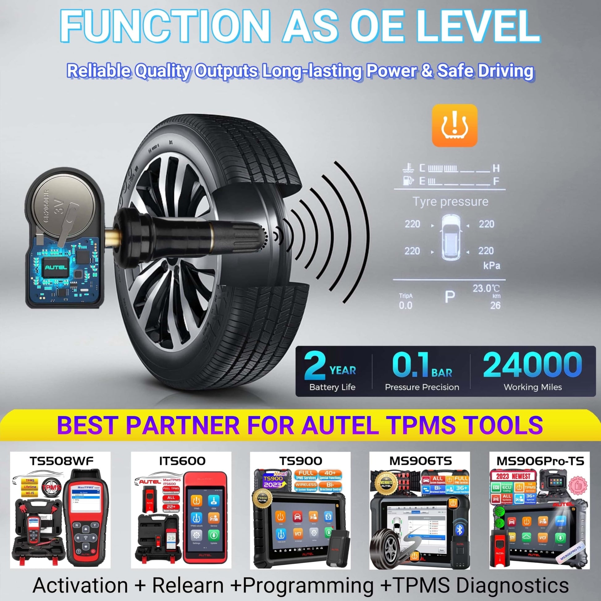 Autel MaxiTPMS MX - Sensor 4 unidades de tallo de goma 315/433MHz TPMS Sensor universal de neumáticos programado por TPMS Tool TS401 TS408 TS501 TS508 TS601 TS608 MK808TS MX808TS MS906TS ITS600