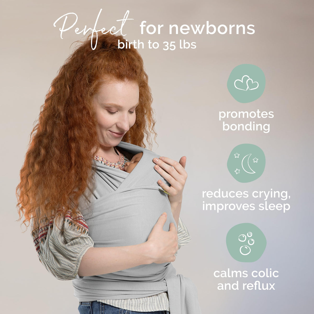 Boba Fular Elástico Portabebé Boba Wrap, para Bebés Recién Nacidos y Niños Hasta 16 Kg (Serenity Light Grey)