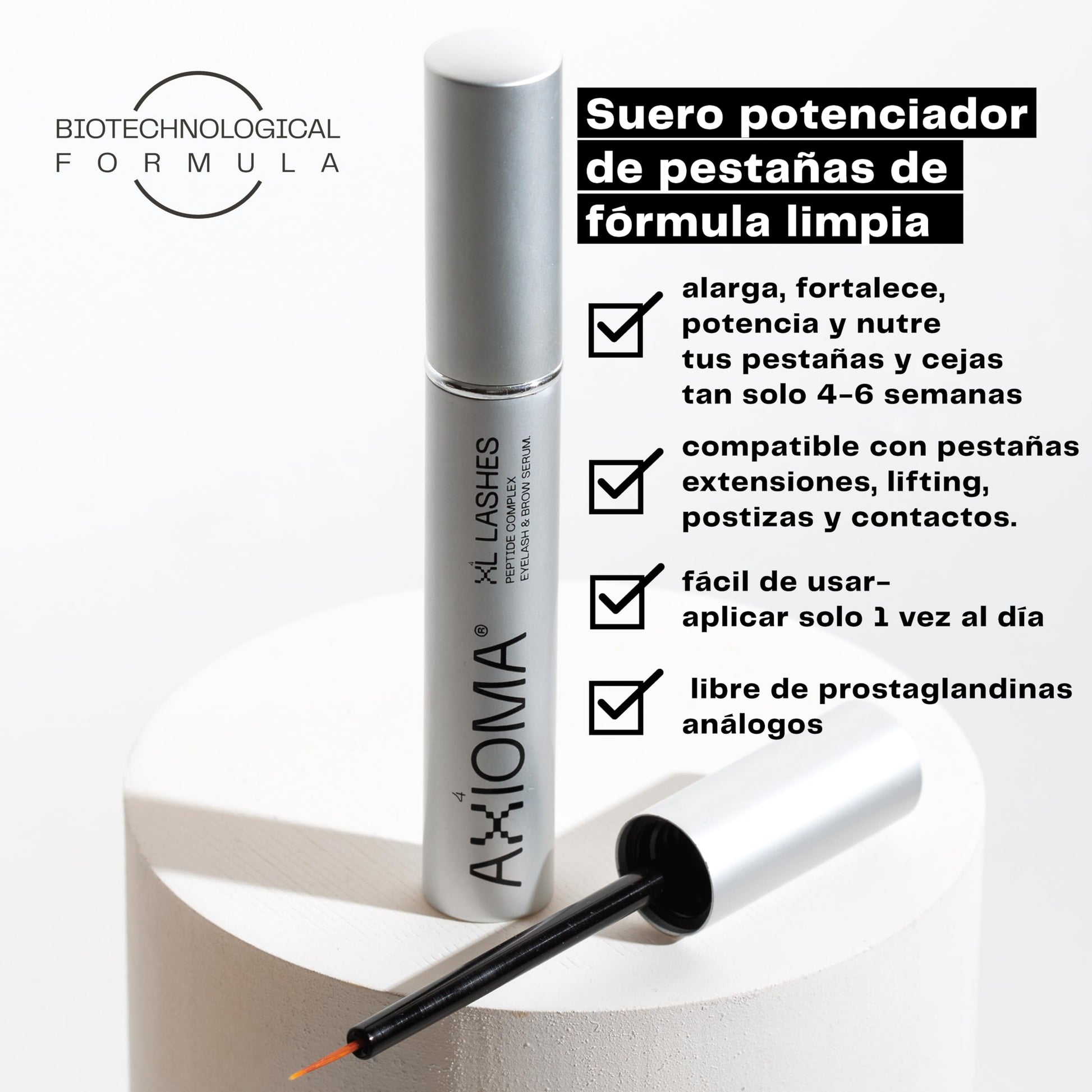 AXIOMA XL Lashes Serum para pestañas amplificador de pestañas y cejas - Eyelash enhancing serum - Serum de pestañas - Serum pestañas - suero para pestañas crecimiento 3 ml