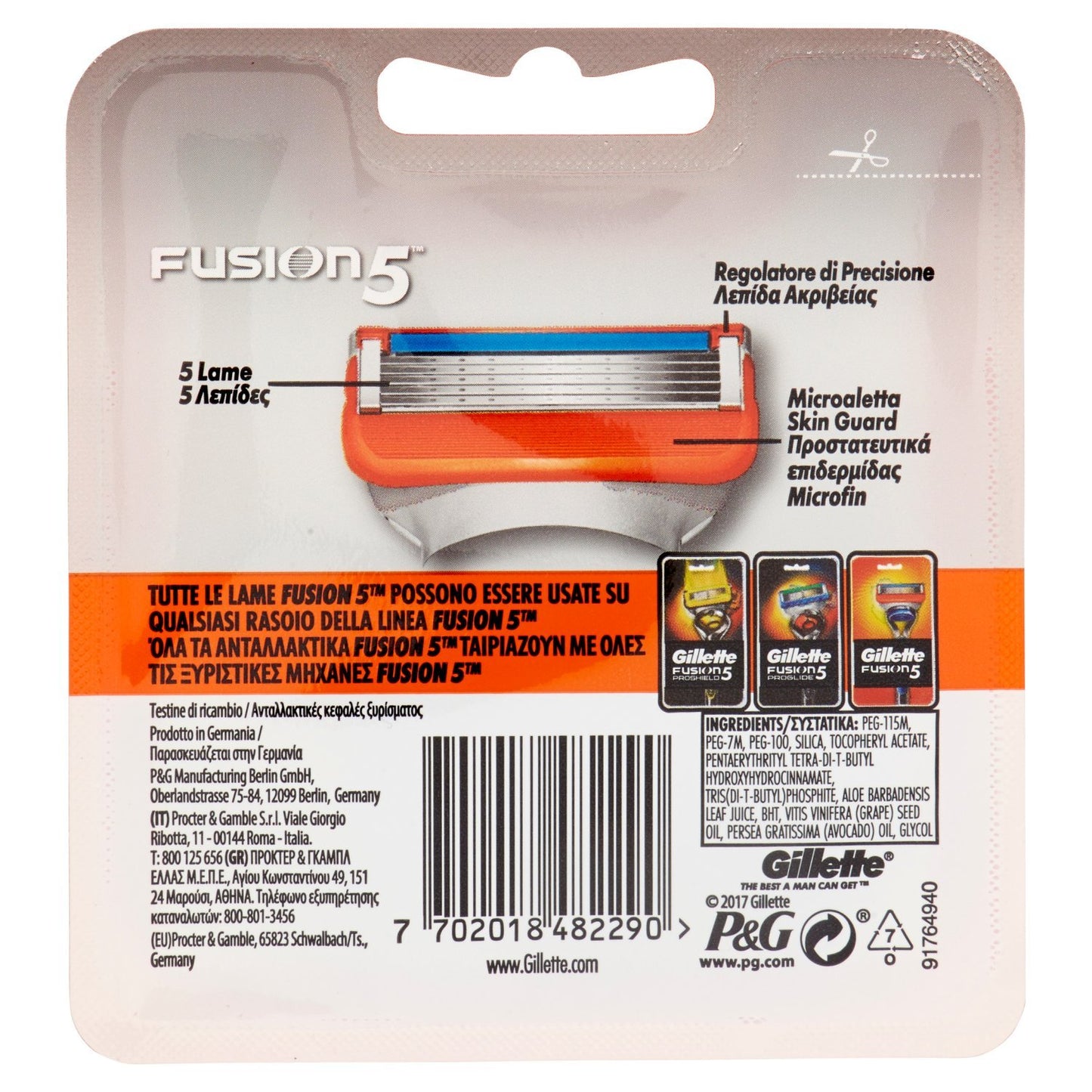 Gillette Fusion 5 Cuchillas de repuesto para hombre, 4 piezas