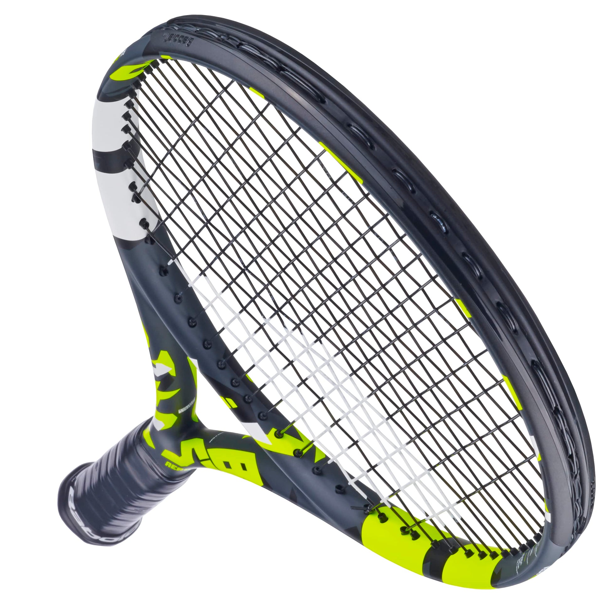 Babolat Boost Aero - Raqueta de Tenis Amarilla (Agarre de 4 1/4 Pulgadas) con Tripa Blanca Syn a tensión de Rango Medio