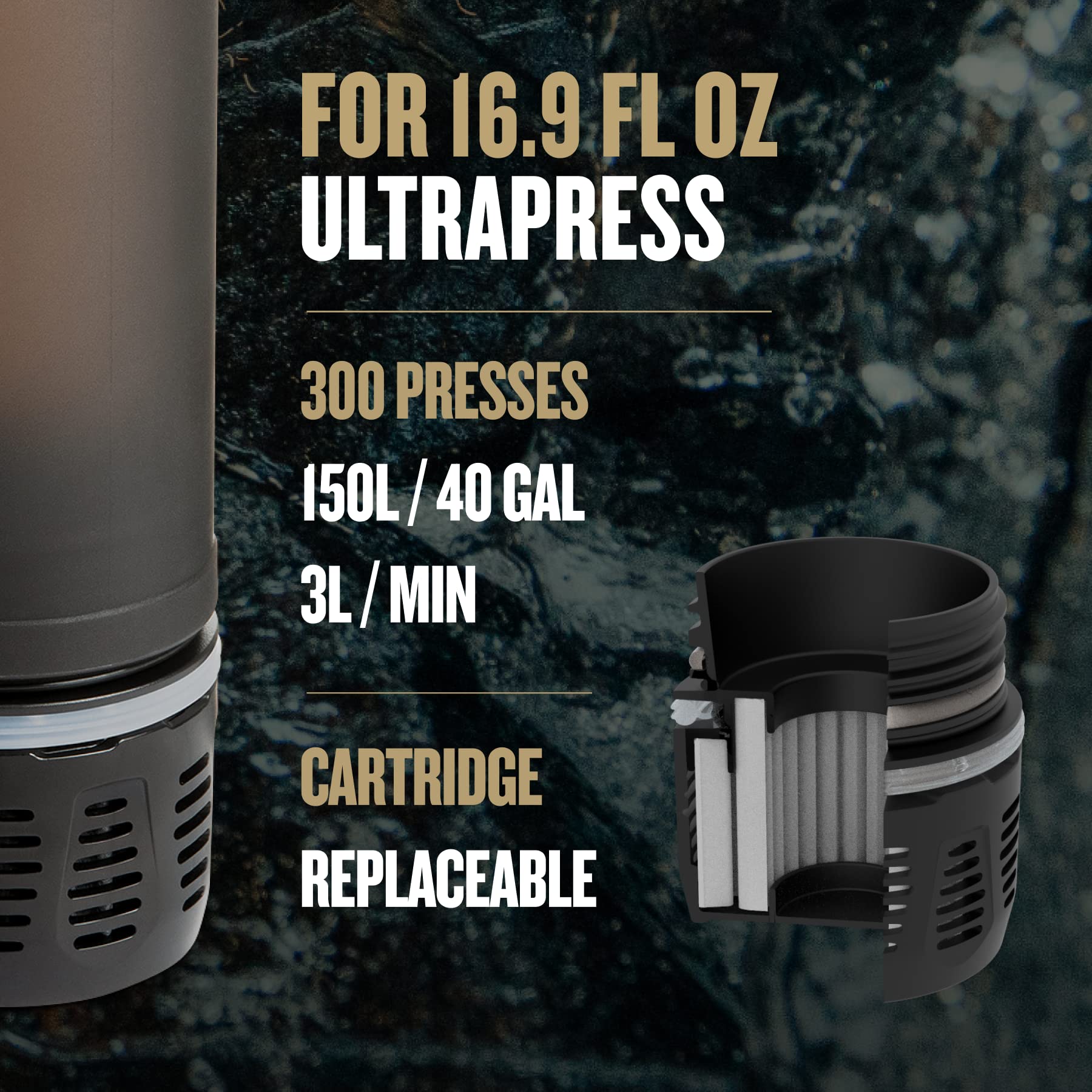 GRAYL UltraPress - Cartucho purificador de repuesto, color negro