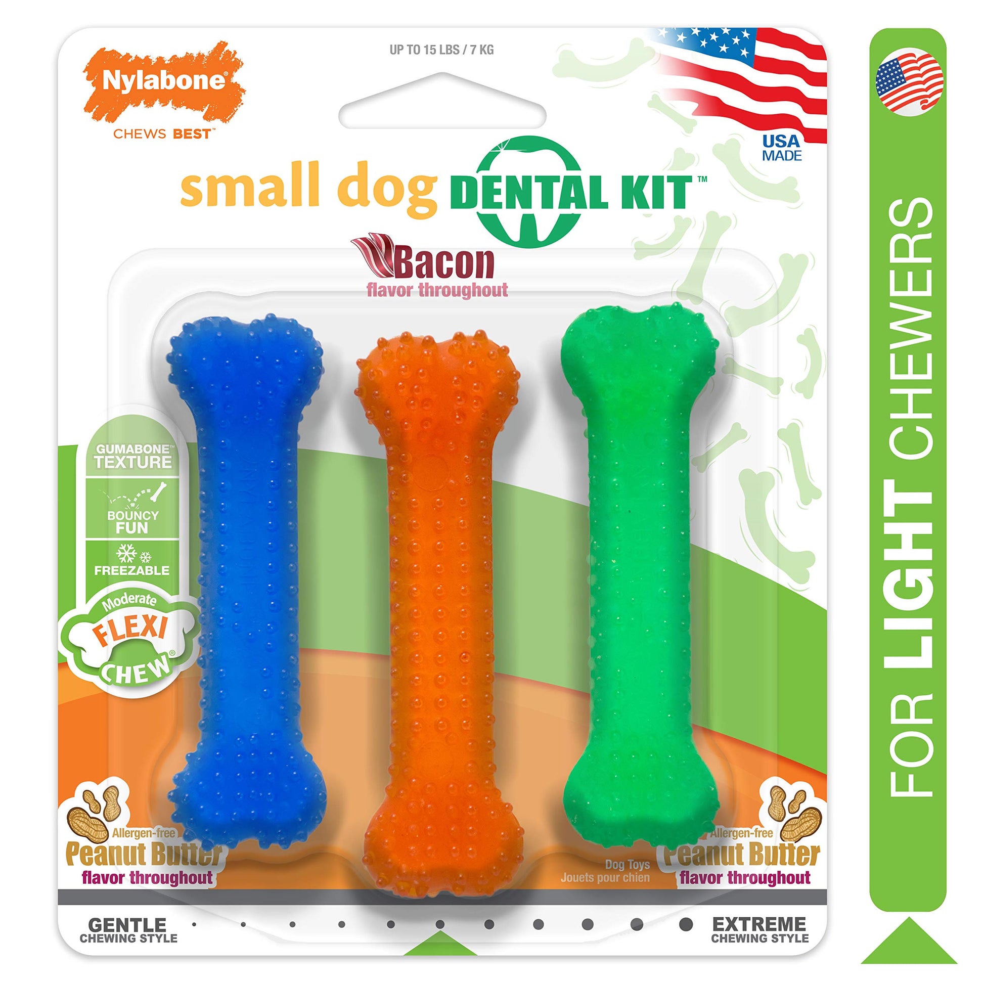 Juguetes Dentales para Perros Pequeños Nylabone FlexiChew Huesos