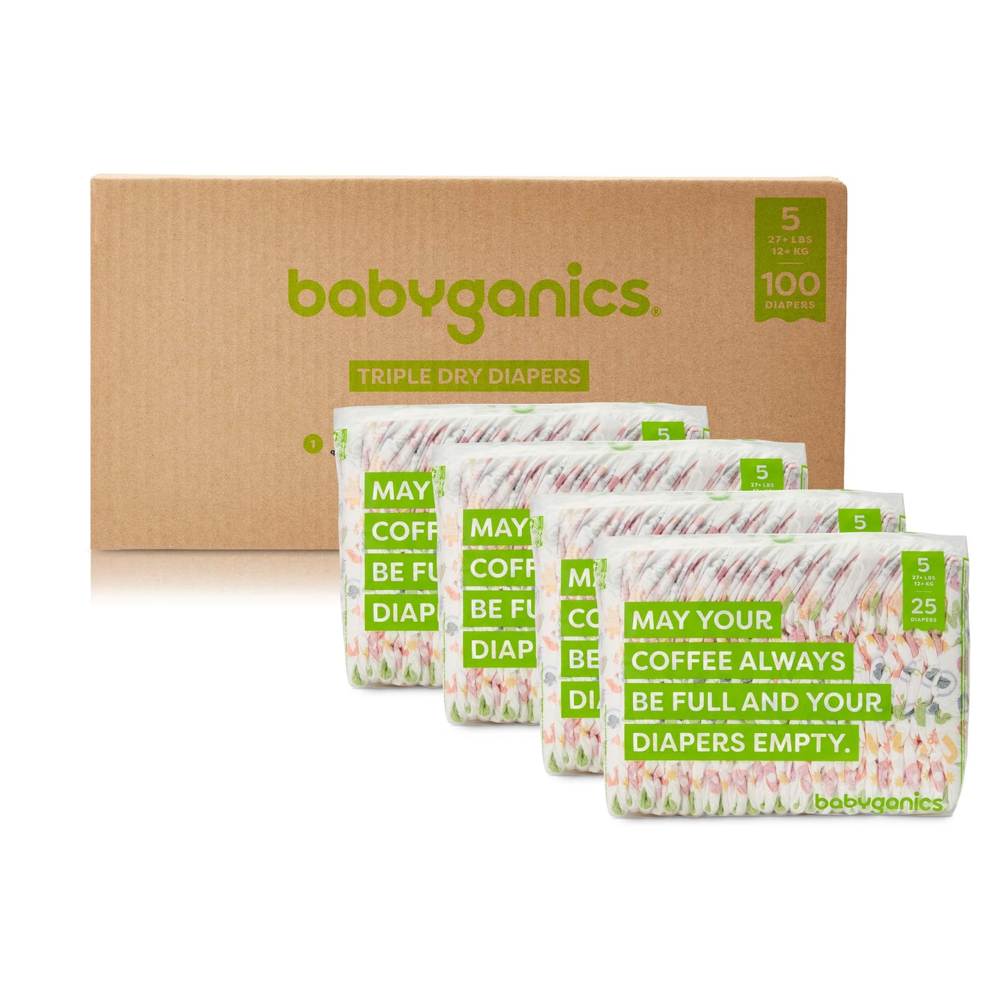 Babyganics Talla 5, 100 unidades, absorbentes, transpirables, pañales de triple protección en seco