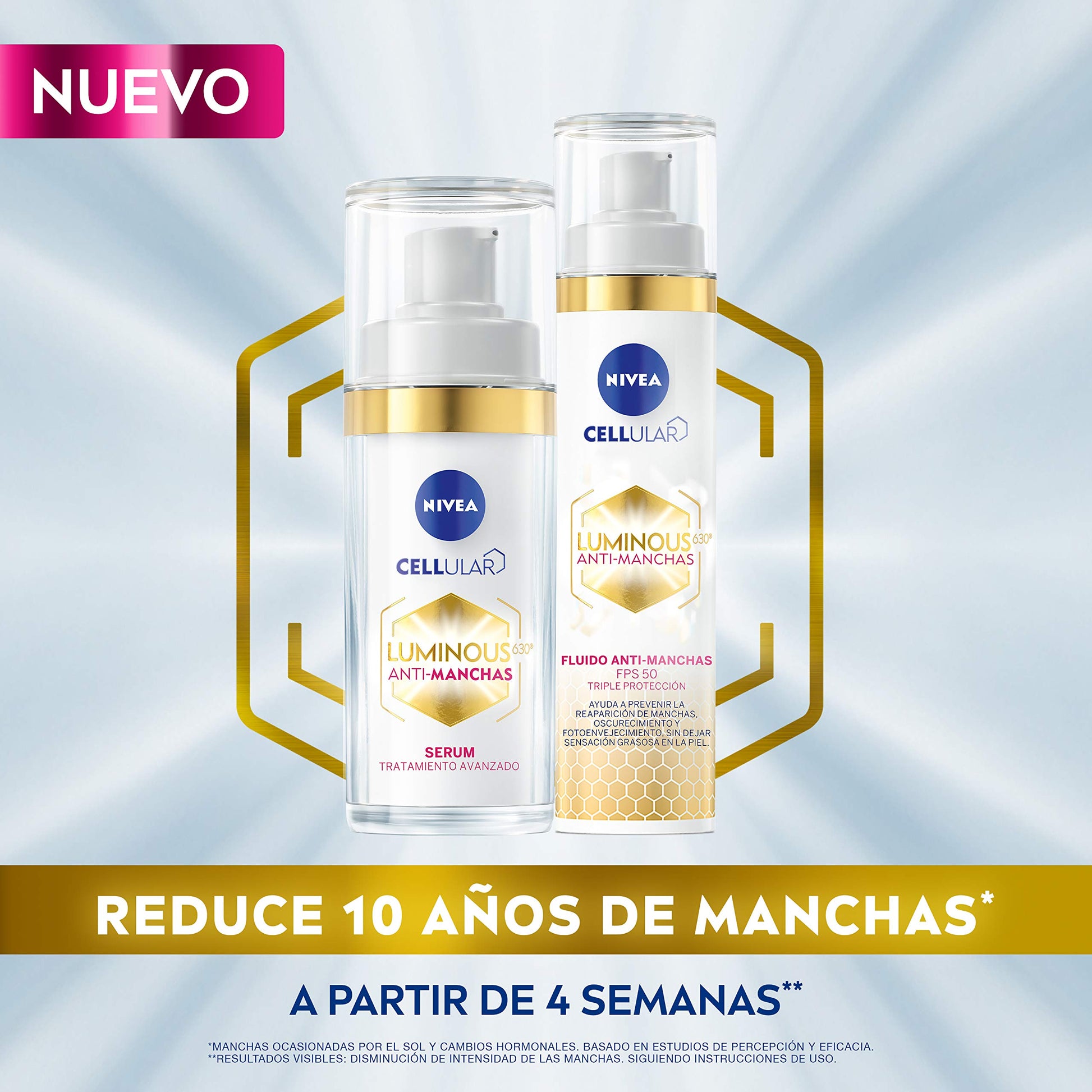 NIVEA Cellular Luminous630 Anti-Manchas Crema Reparadora de Noche Enriquecido Con Ácido Hialurónico + Cellular LUMINOUS630 Anti-manchas Suero Facial Aclarador de Piel Crema Facial