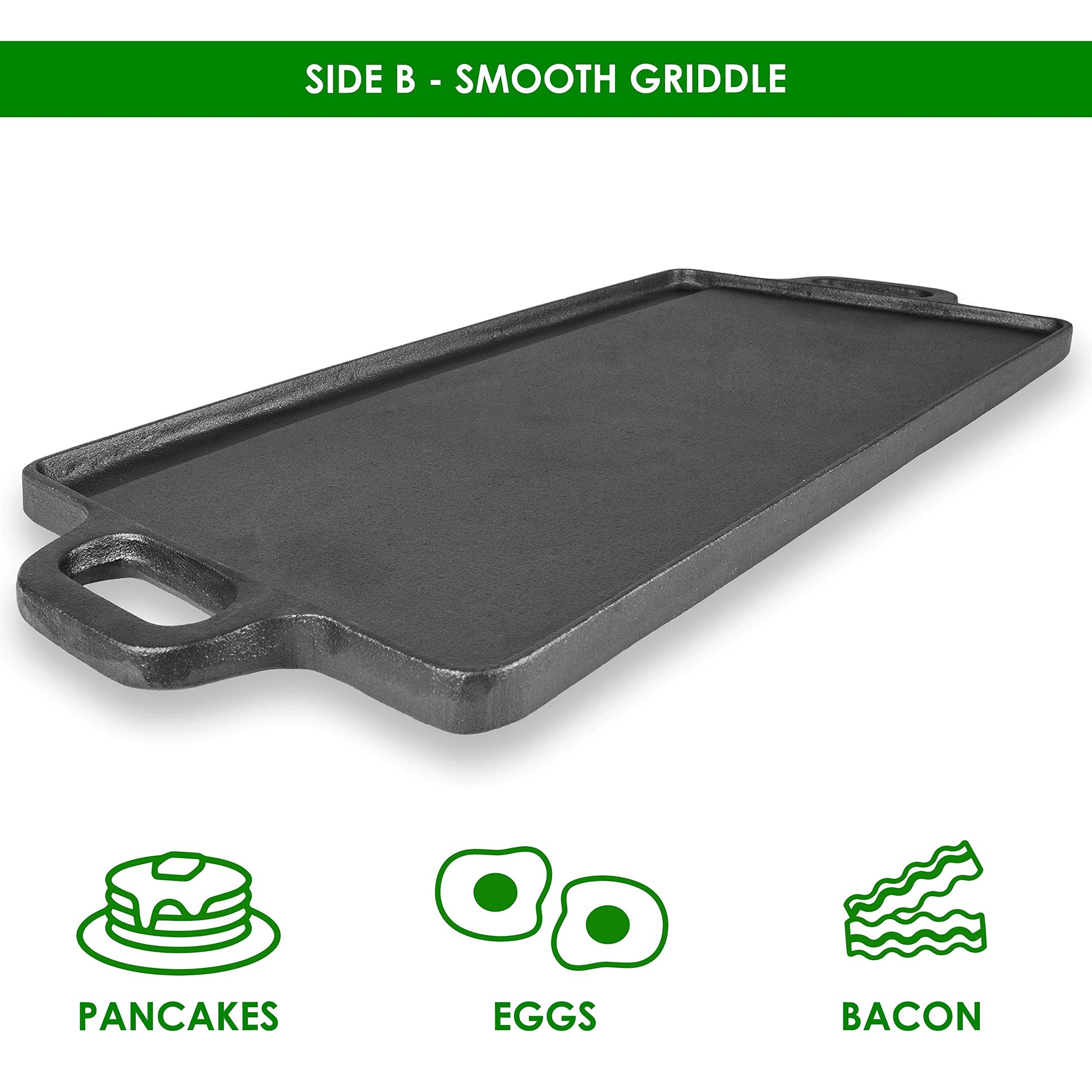 Plancha de Hierro Fundido ProSource Negro Reversible Pre-sazonada y Antiadherente