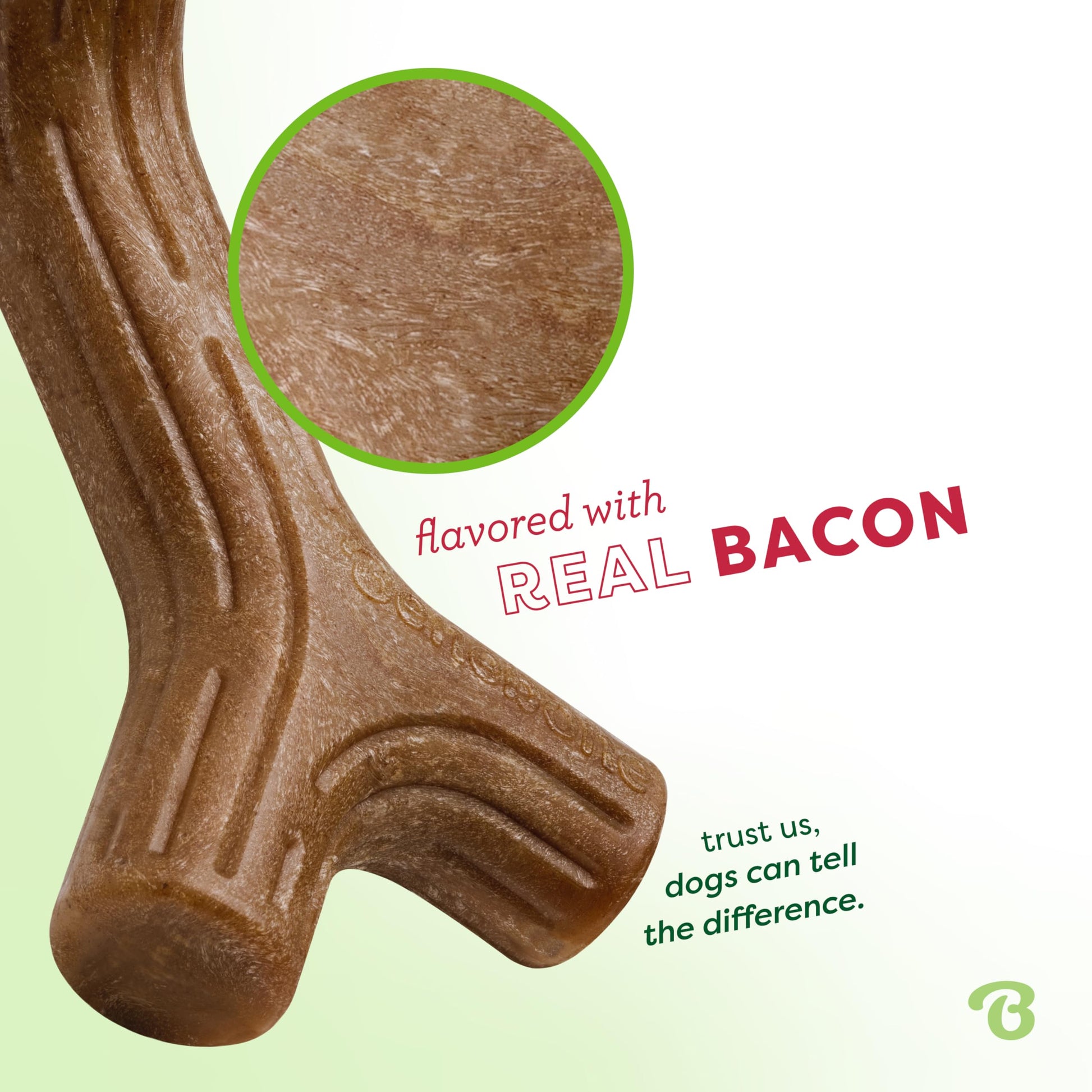 Benebone Bacon Stick - Juguete masticable de Madera Real Duradero para Perro, Fabricado en Estados Unidos, pequeño