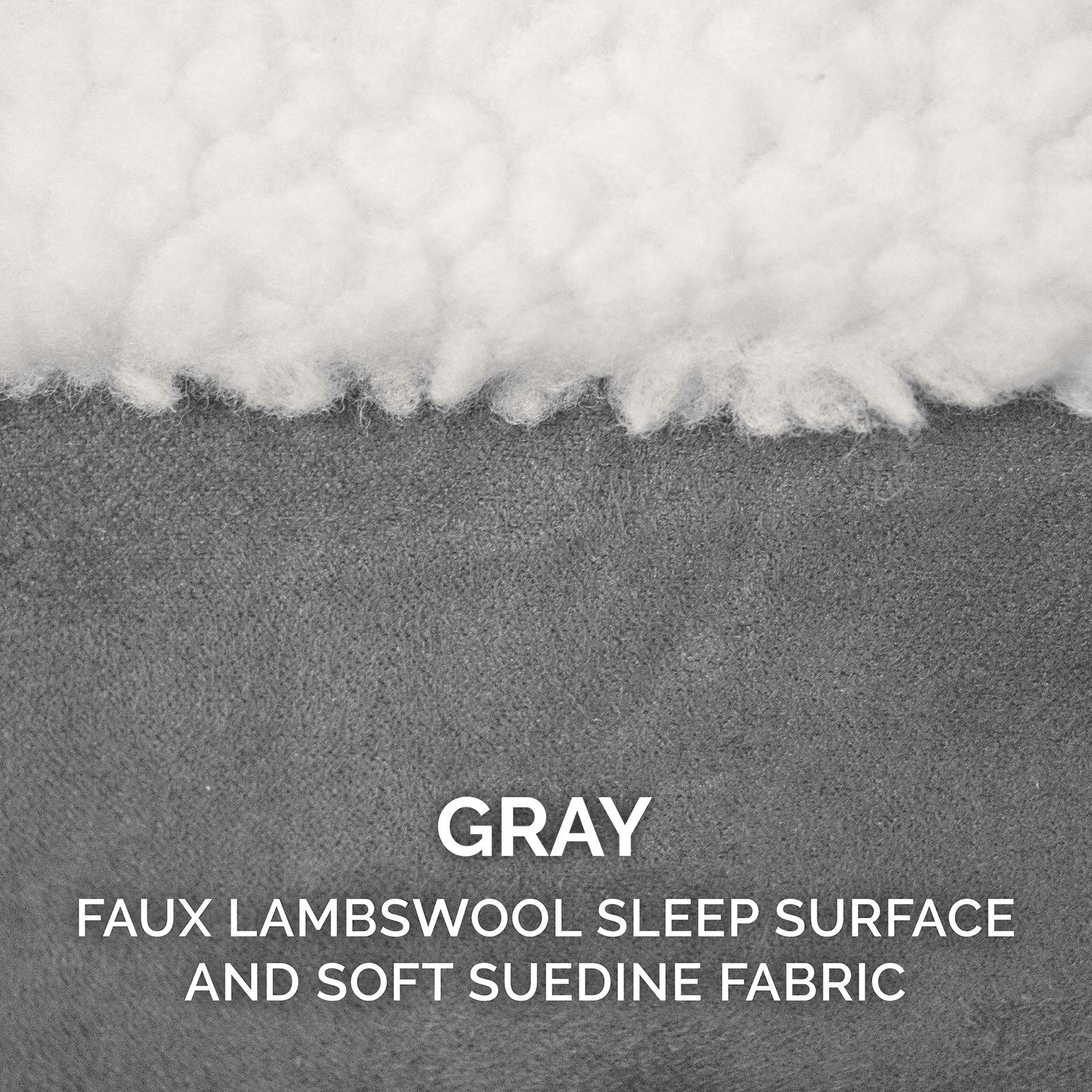 Furhaven Cama para Mascotas para Perros y Gatos, Manta de Sherpa y Gamuza, Cama ortopédica Redonda para Perros, Funda extraíble Lavable a máquina, Gris, 26 Pulgadas
