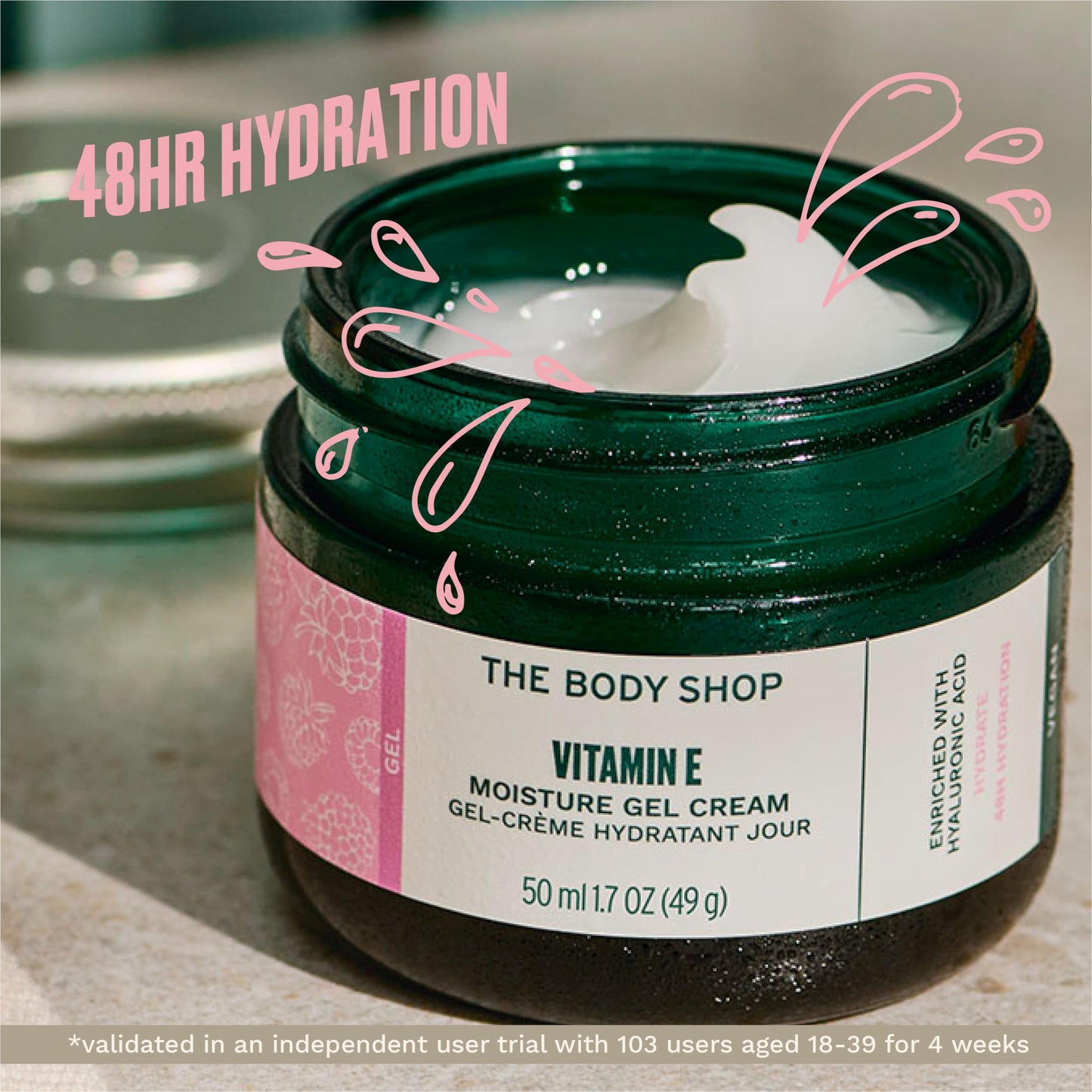 The Body Shop Vitamin E Gel Cream, 48hr Moisturizer, 100% Vegan, 1.7 Fluid Ounce