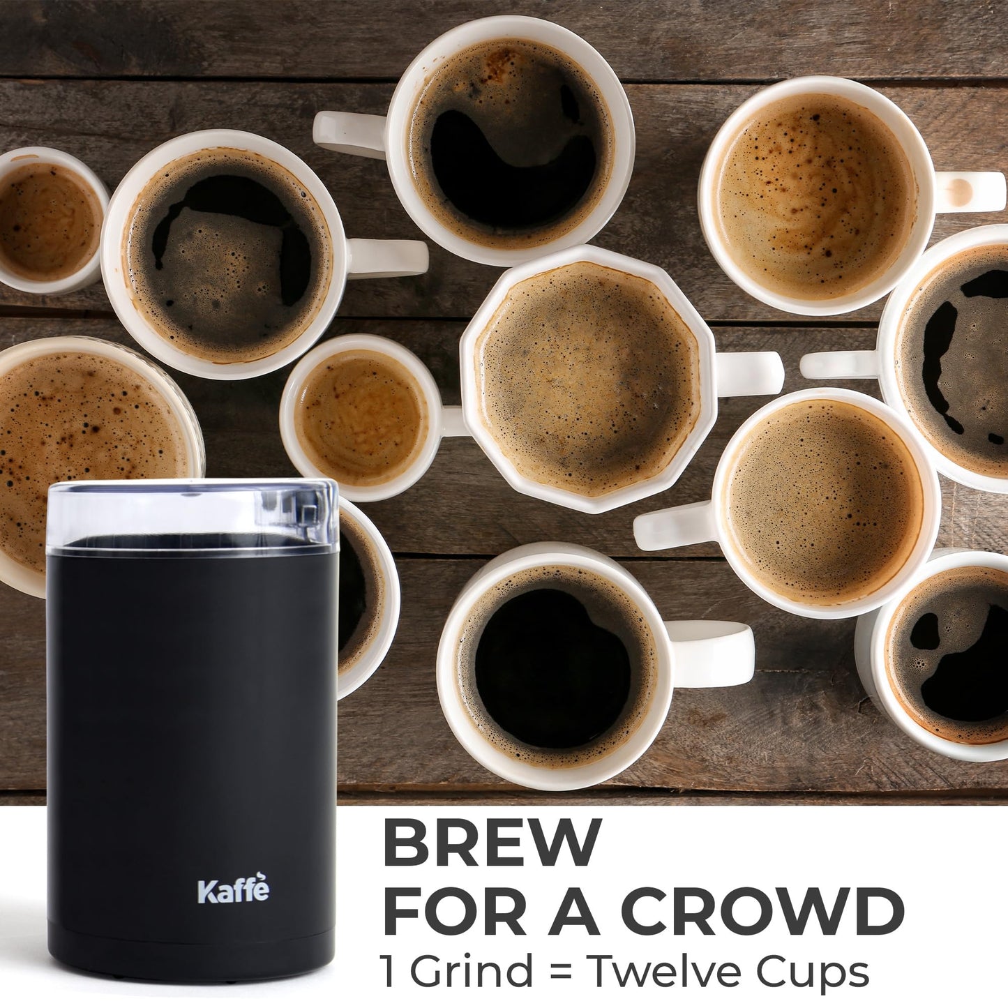 Molinillo de Café Eléctrico Kaffe Negro de Un Toque con Cepillo de Limpieza para Uso Doméstico