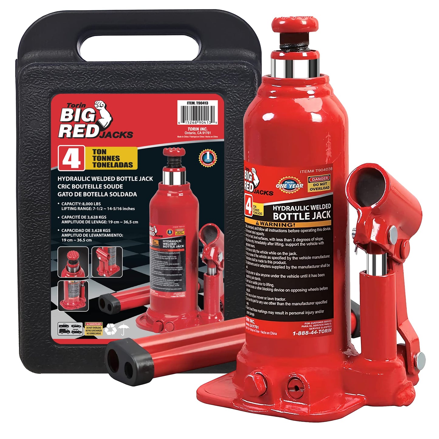 Torin T90413 - Gato de Botella hidráulica con Estuche de Transporte, Capacidad de 4 toneladas (8 Libras)