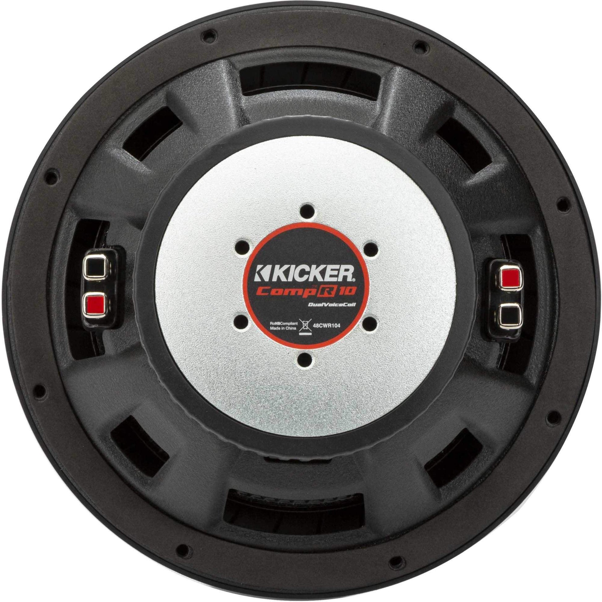 KICKER 48CWR102 CompR Subwoofer de 10 pulgadas, DVC, 2 ohmios