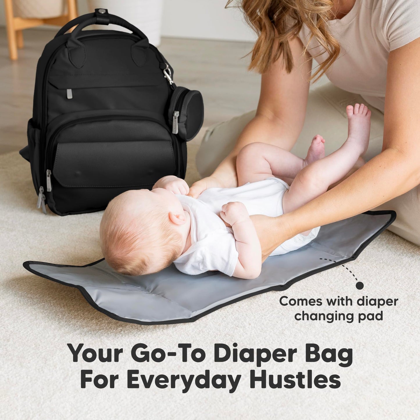 KeaBabies - Mochila para pañales de viaje (moderno negro, S)