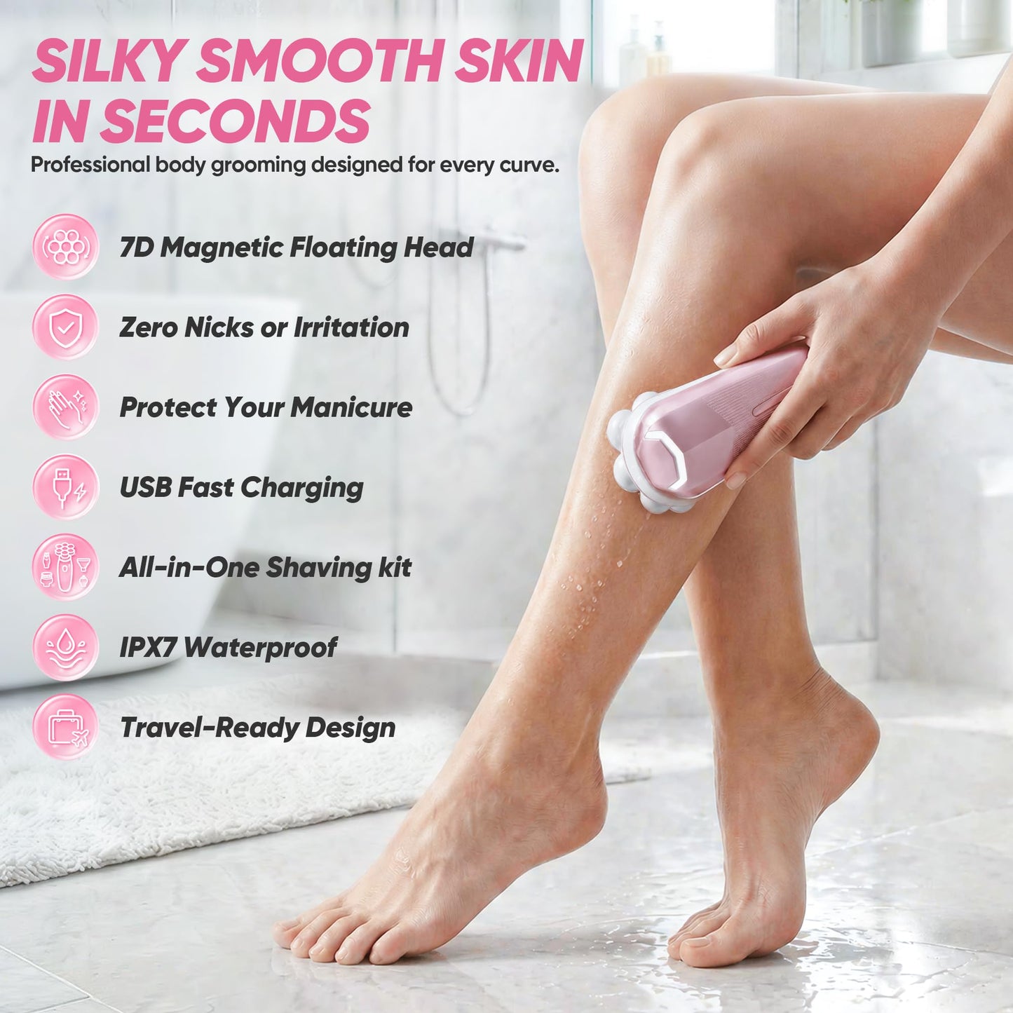 Afeitadoras de cabeza para hombres calvos, maquinilla de afeitar eléctrica con cabezales de afeitar magnéticos 7D, kit de recortadora de cabeza calva impermeable para mujeres y hombres, recortadora de