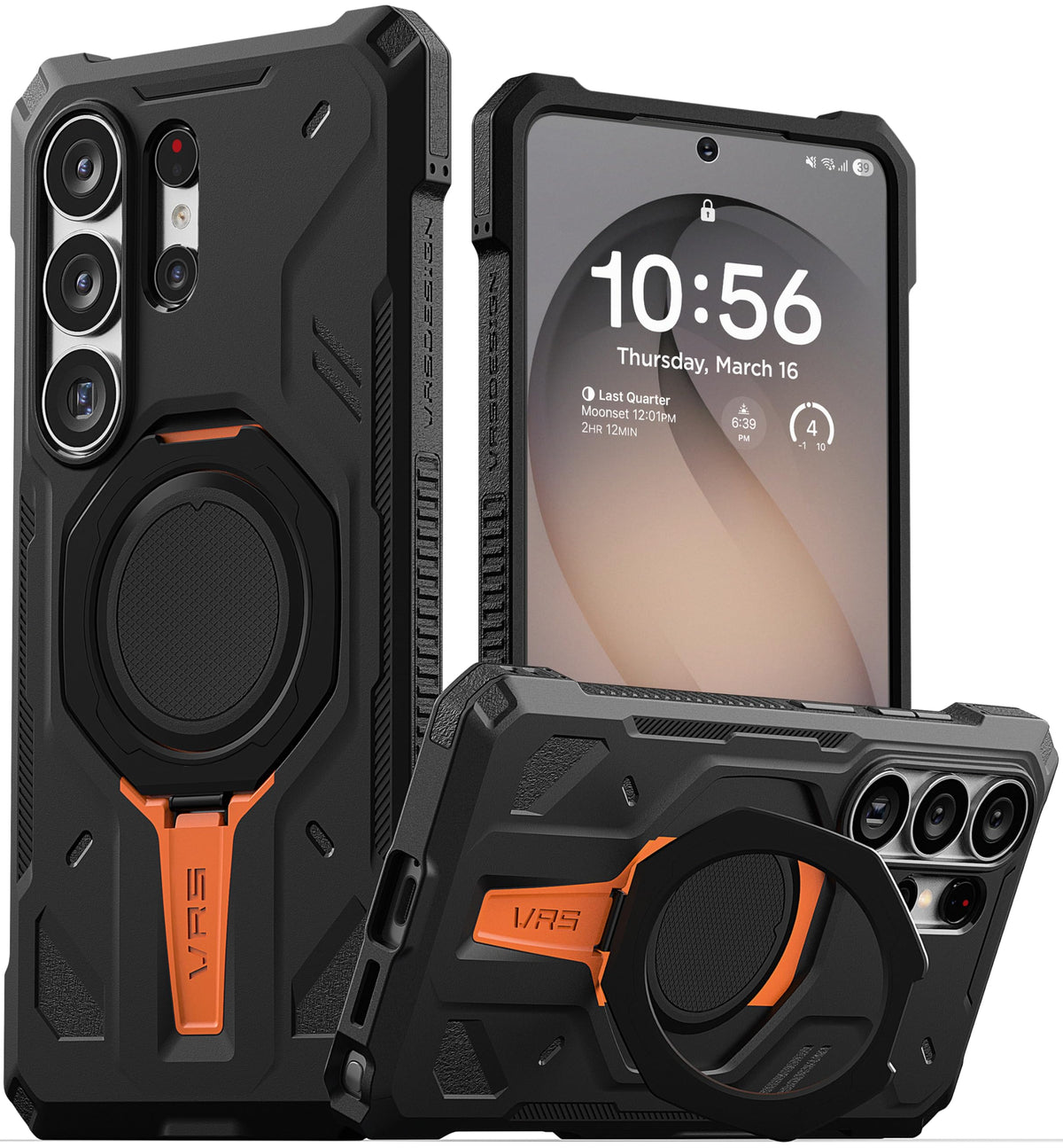 Funda Protectora VRS DESIGN Negro Digital Resistente a Golpes con Soporte de Anillo Magnético para Samsung Galaxy S26 Ultra