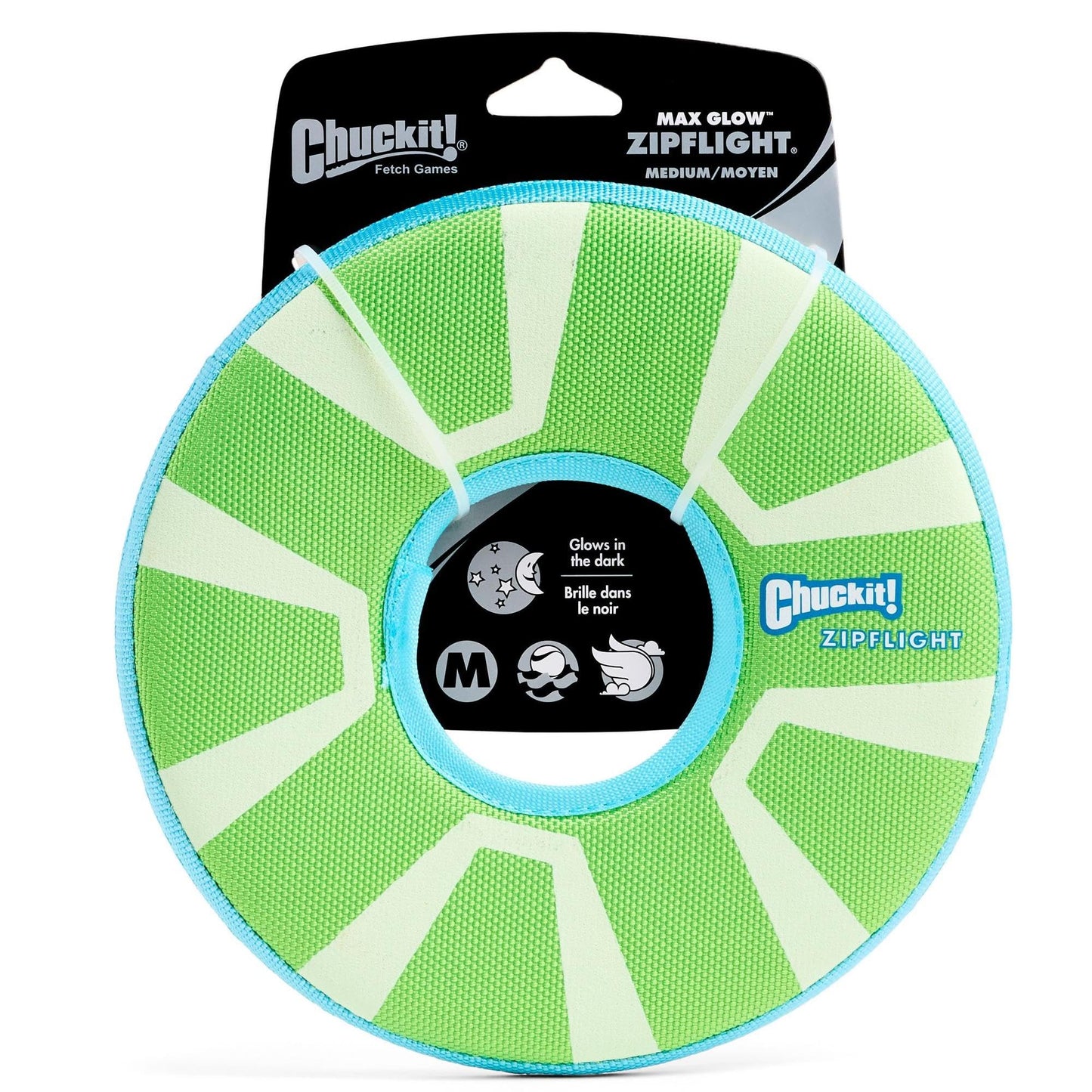 Chuckit! Zipflight Flyer - Flotador de Juguete para Perro, Suave con los Dientes y Las encías del Perro, Brilla en la Oscuridad, tamaño Mediano