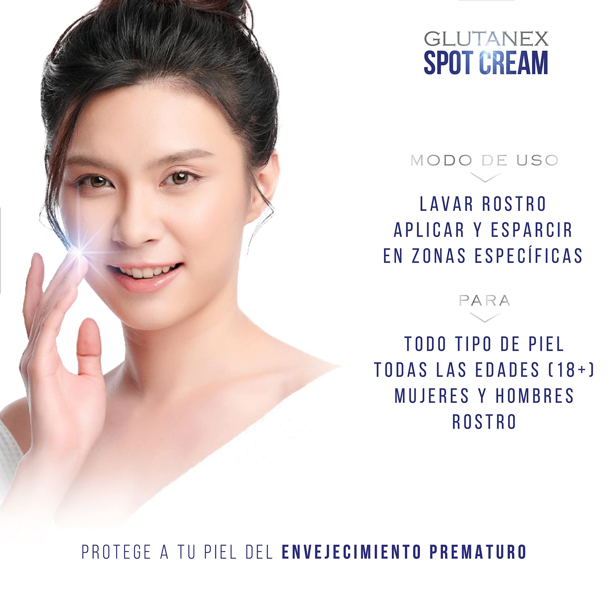 Glutanex™ Spot Cream CREMA DESPIGMENTANTE/Disminución de Melasma y de todo tipo de manchas melánicas con efecto Antioxidante y Aclarante/De Corea del Sur