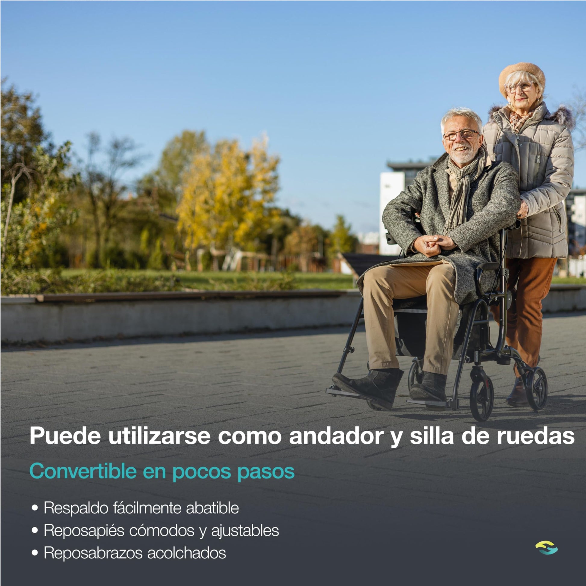 Helavo Andador y Silla de Ruedas 2 en 1 con Ruedas Todo Terreno, Silla de Ruedas Plegable de Aluminio con Reposapiés - Convertible en Silla de Transporte, 136 kg de Capacidad, Confort Ergonómico