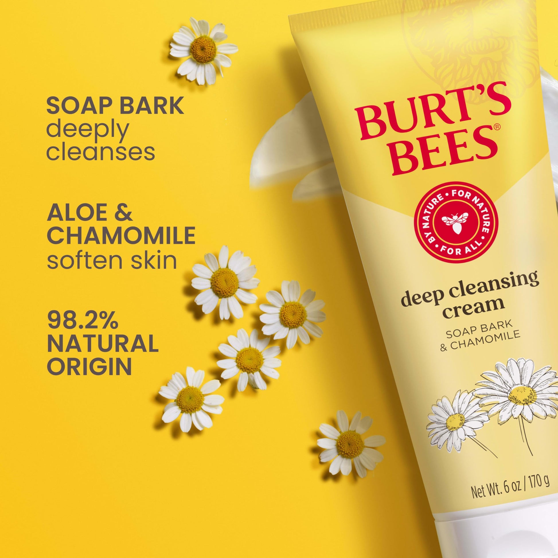 Burts Bees Soap Bark & Chamomile Deep Cleansing Cream for Unisex Soap 6 oz, empaque puede variar
