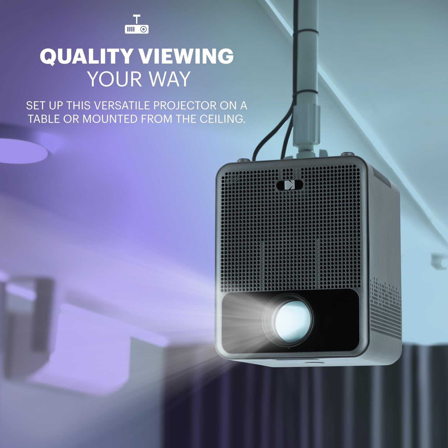 KODAK FLIK HD10 Proyector inteligente con Android TV, 1080p Full HD portátil WiFi Proyector Bluetooth, Netflix y YouTube, Google Assistant Remote, iOS y Android Mirroring
