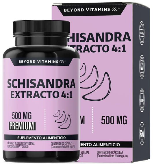 Beyond Vitamins | Schisandra Extracto 4:1 500mg, Cápsulas VCaps veganas, 60 cápsulas